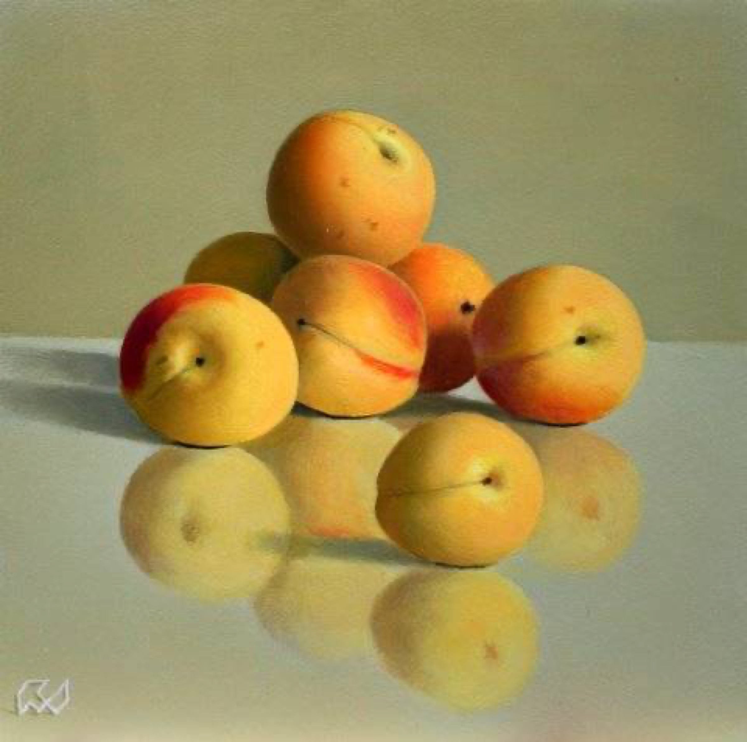 Klaas Wiedijk, Abrikozen (Apricots) — Miniatures, Oil on panel