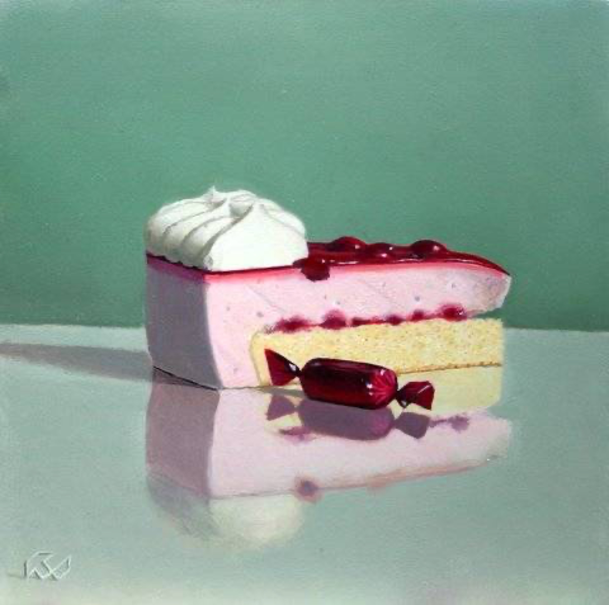 Klaas Wiedijk, Taartpunt (Slice of Tart) — Miniatures, Oil on panel