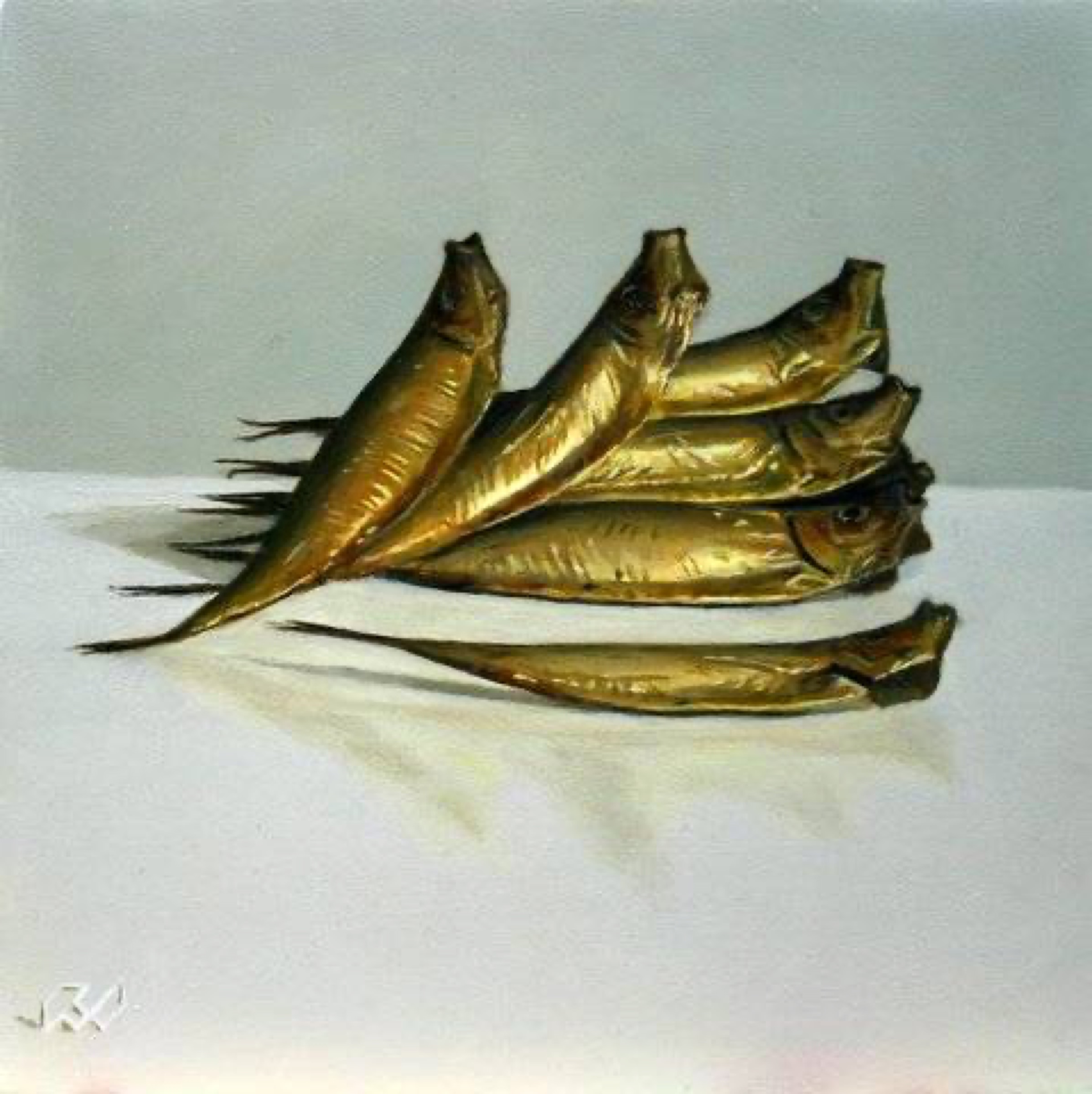 Klaas Wiedijk, Gerookte visjes (Smoked Fish) — Miniatures, Oil on panel