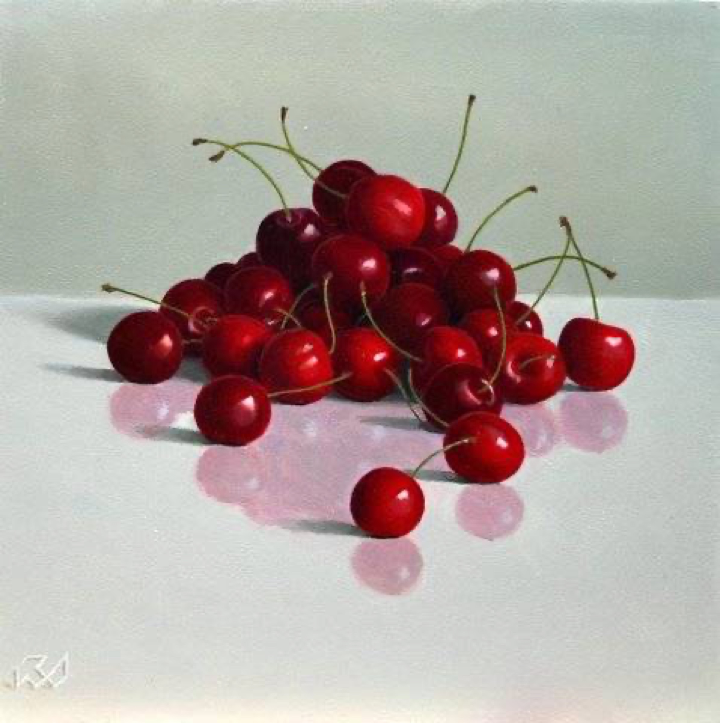 Klaas Wiedijk, Kersen (Cherries) — Miniatures, Oil on panel