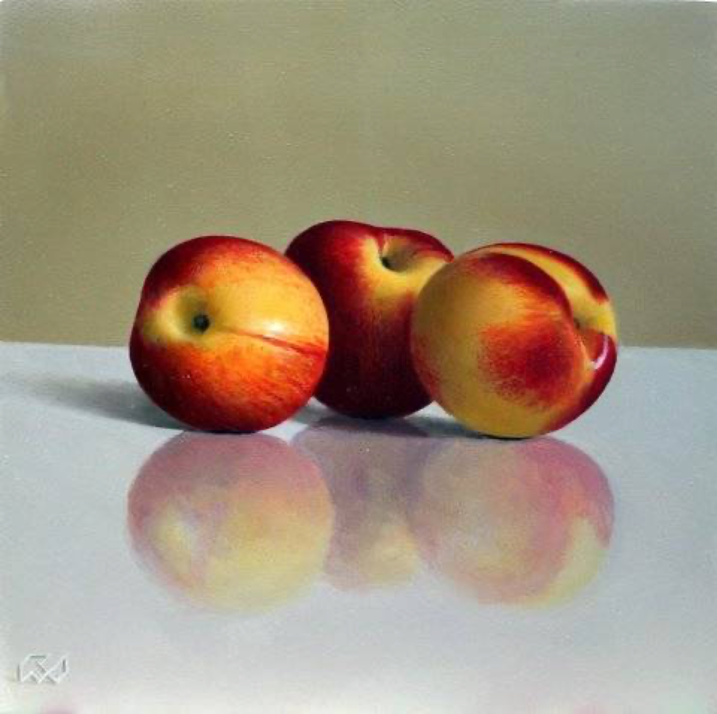 Klaas Wiedijk, Nectarines — Miniatures, Oil on panel