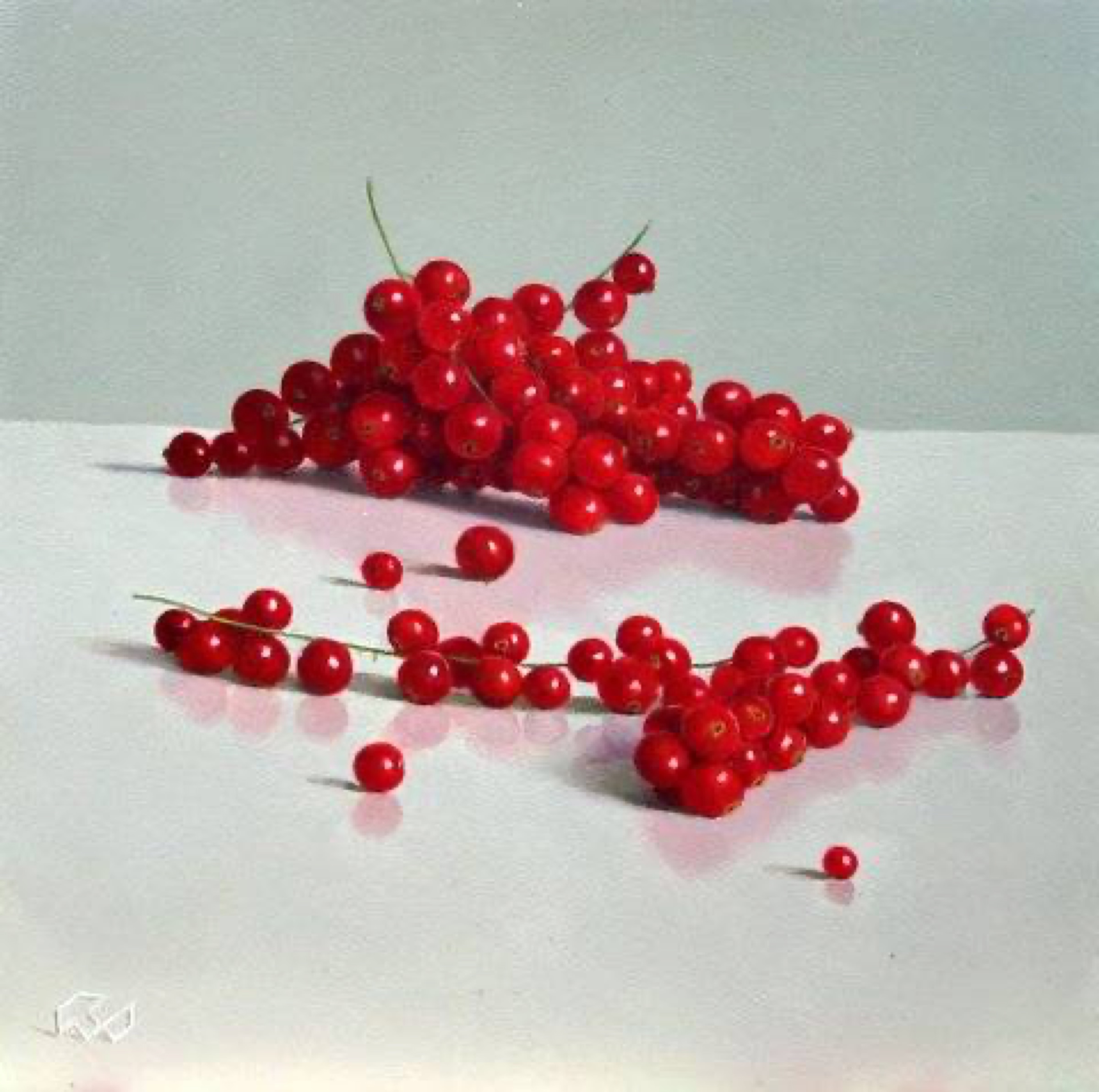 Klaas Wiedijk, Rode bessen (Redcurrants) — Miniatures, Oil on panel