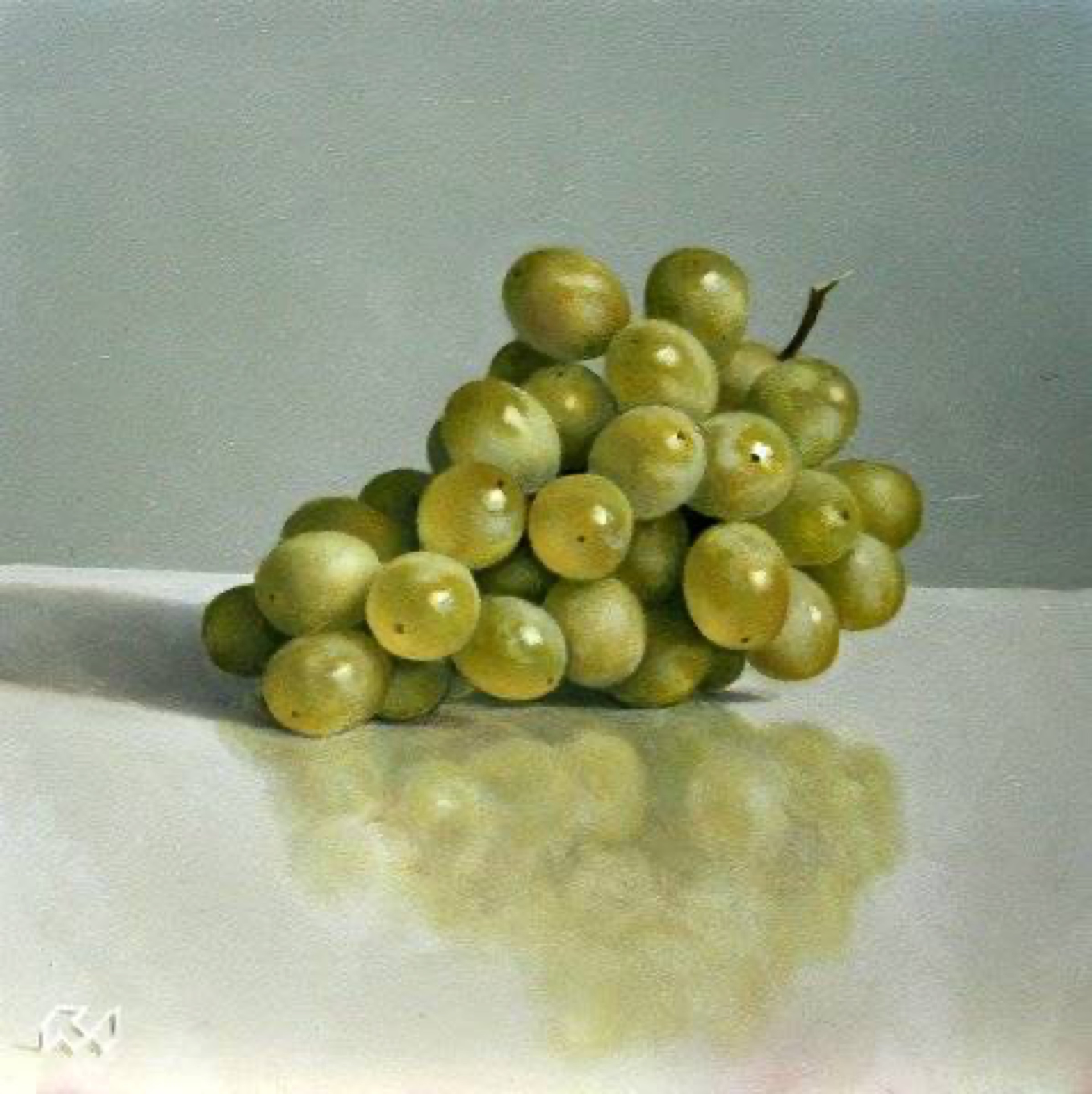 Klaas Wiedijk, Witte druiven (White Grapes) — Miniatures, Oil on panel