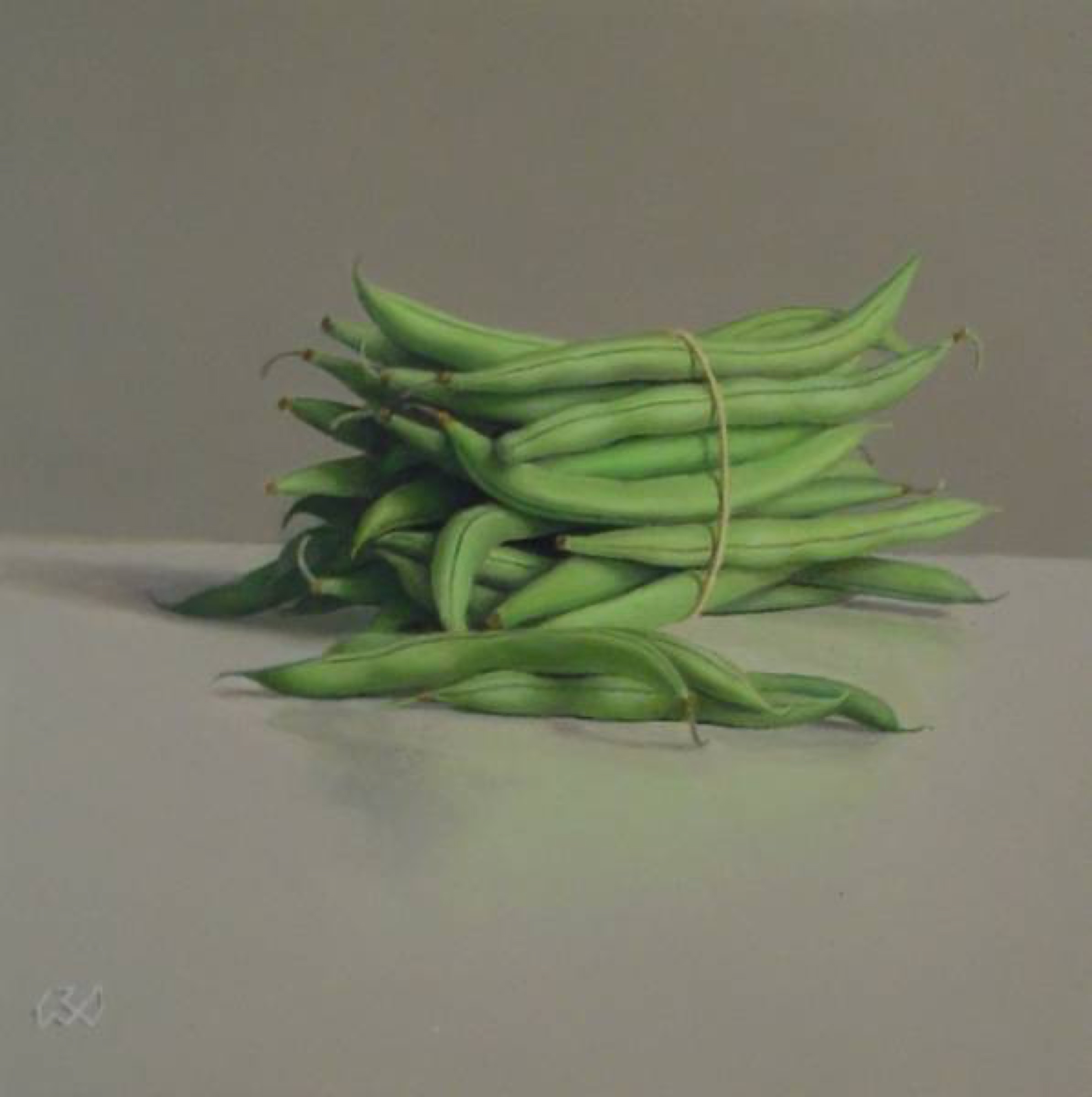 Klaas Wiedijk, Sperziebonen (Green Beans) — Miniatures, Oil on panel