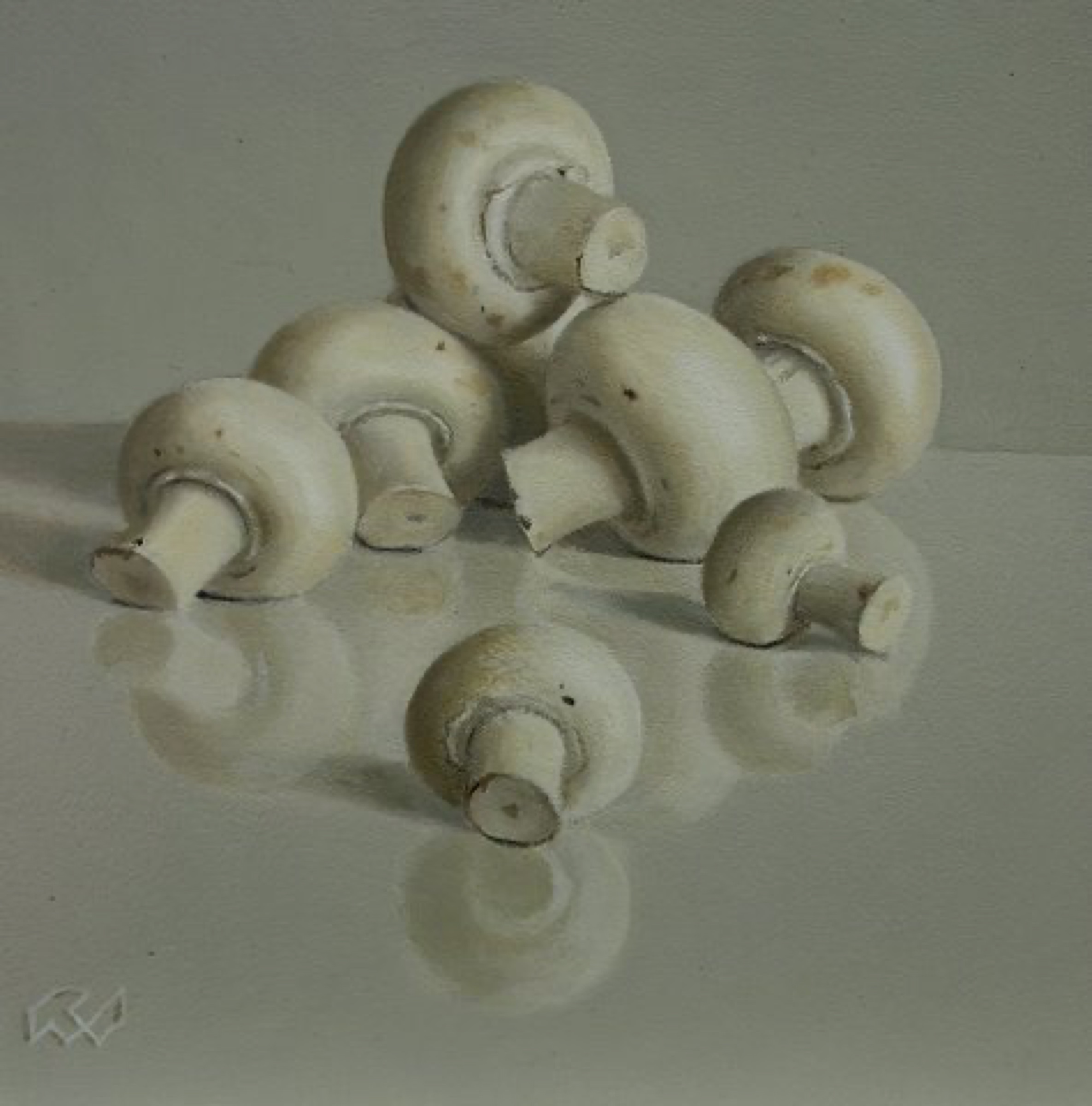 Klaas Wiedijk, Champignons (Mushrooms) — Miniatures, Oil on panel