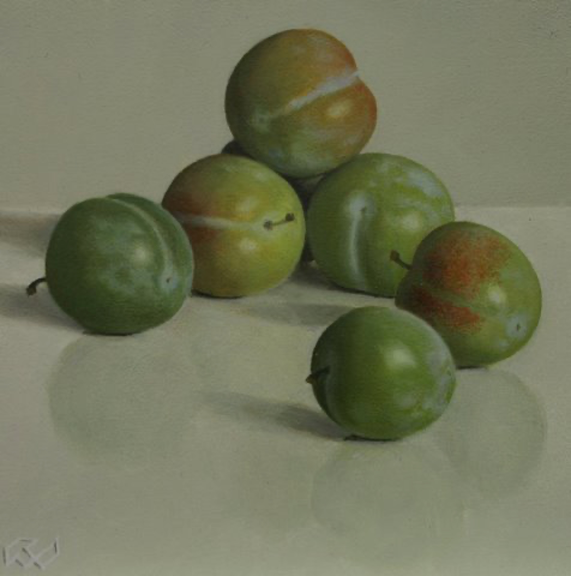 Klaas Wiedijk, Reine-claudes (Greengages) — Miniatures, Oil on panel