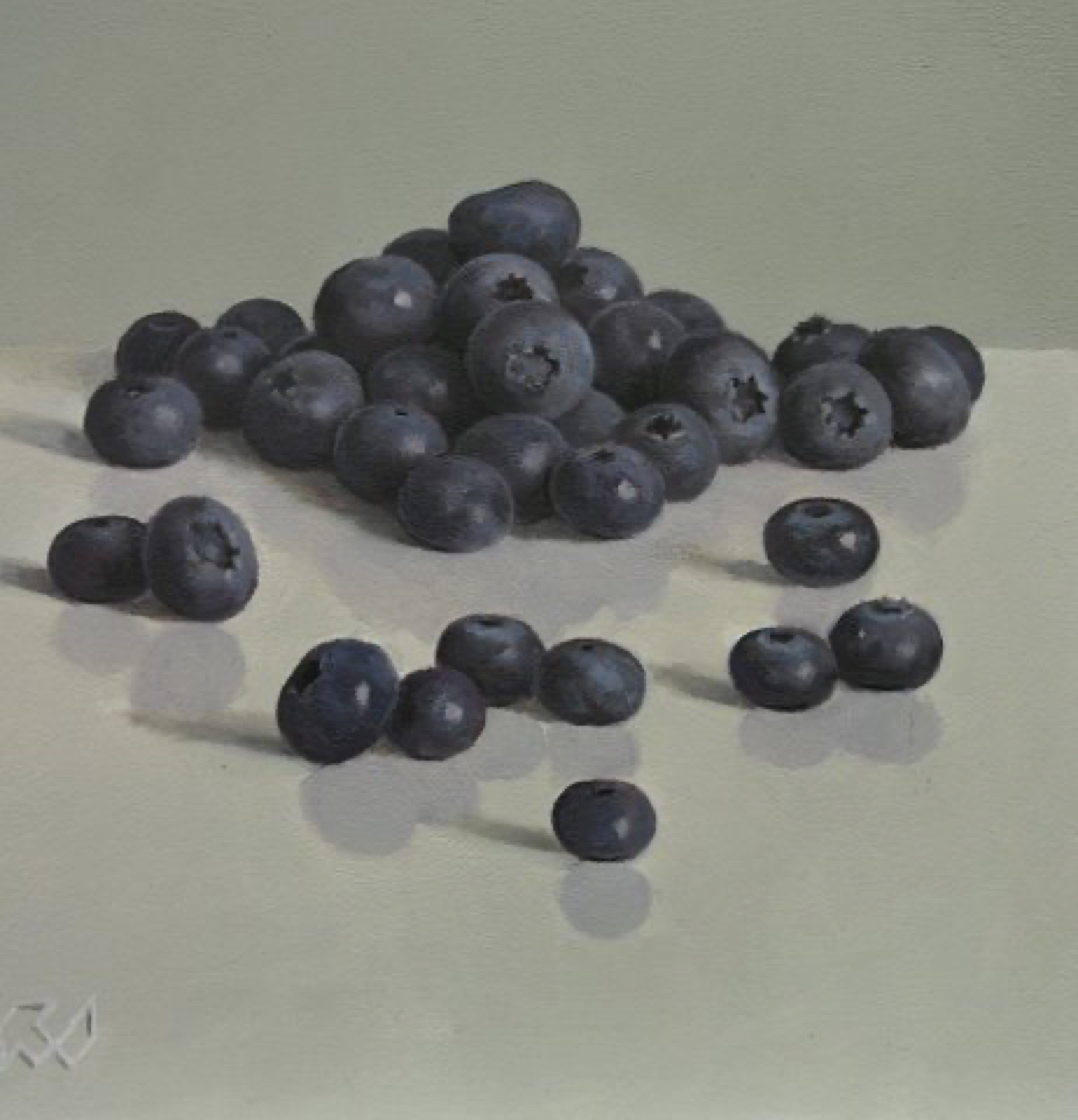 Klaas Wiedijk, Blauwe bessen (Blueberries) — Miniatures, Oil on panel
