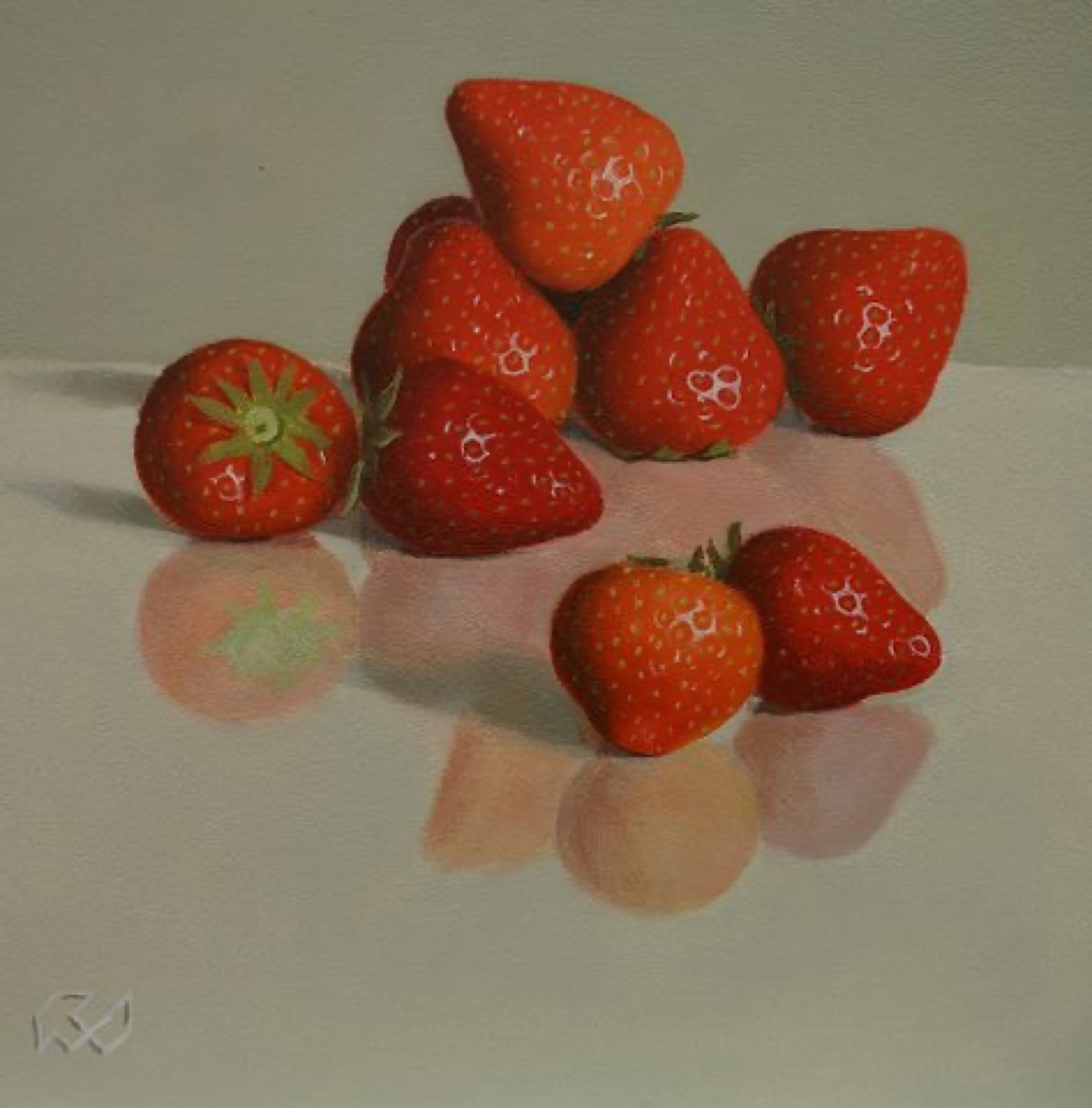 Klaas Wiedijk, Aardbeien (Strawberries) — Miniatures, Oil on panel