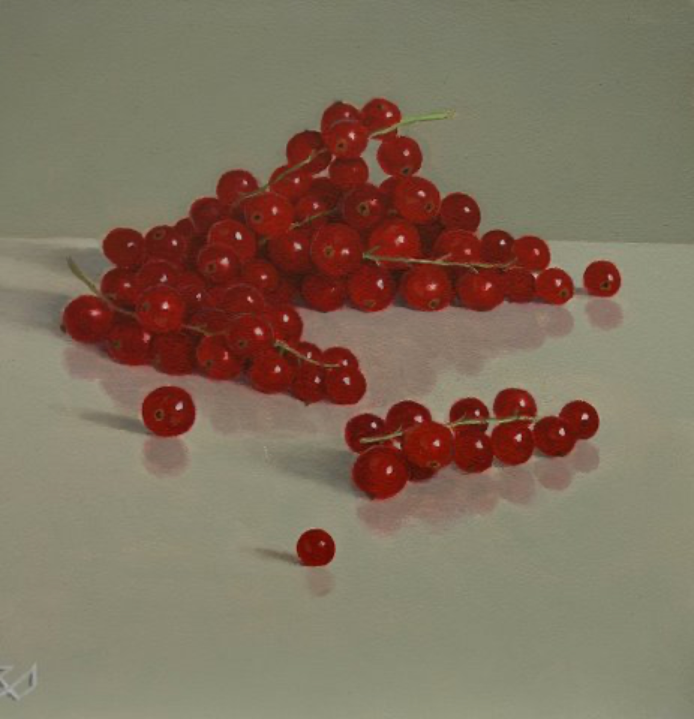 Klaas Wiedijk, Rode bessen (Redcurrants) — Miniatures, Oil on panel