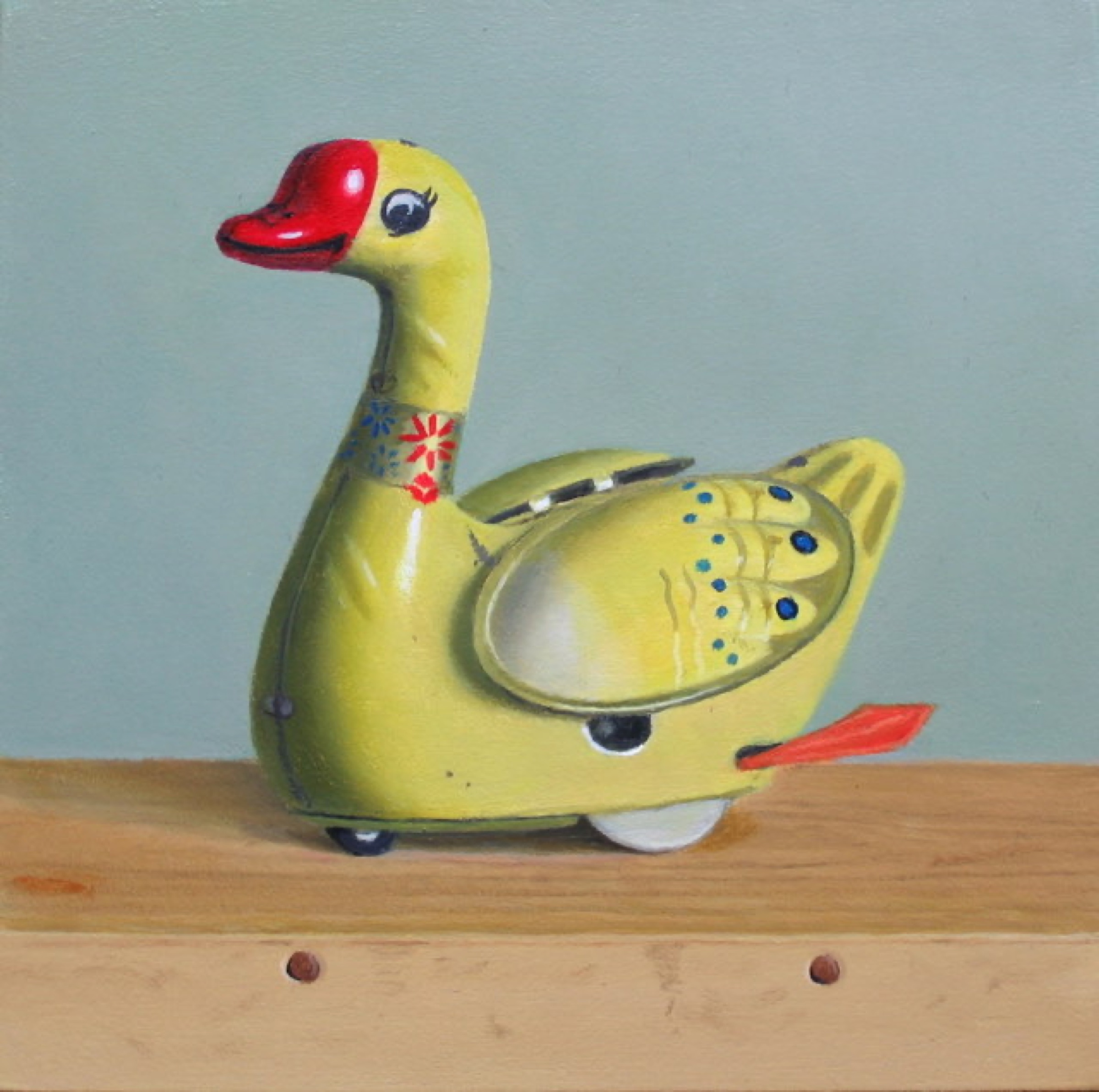 Klaas Wiedijk, Blikken eend (Tin Duck) — Miniatures, Oil on panel