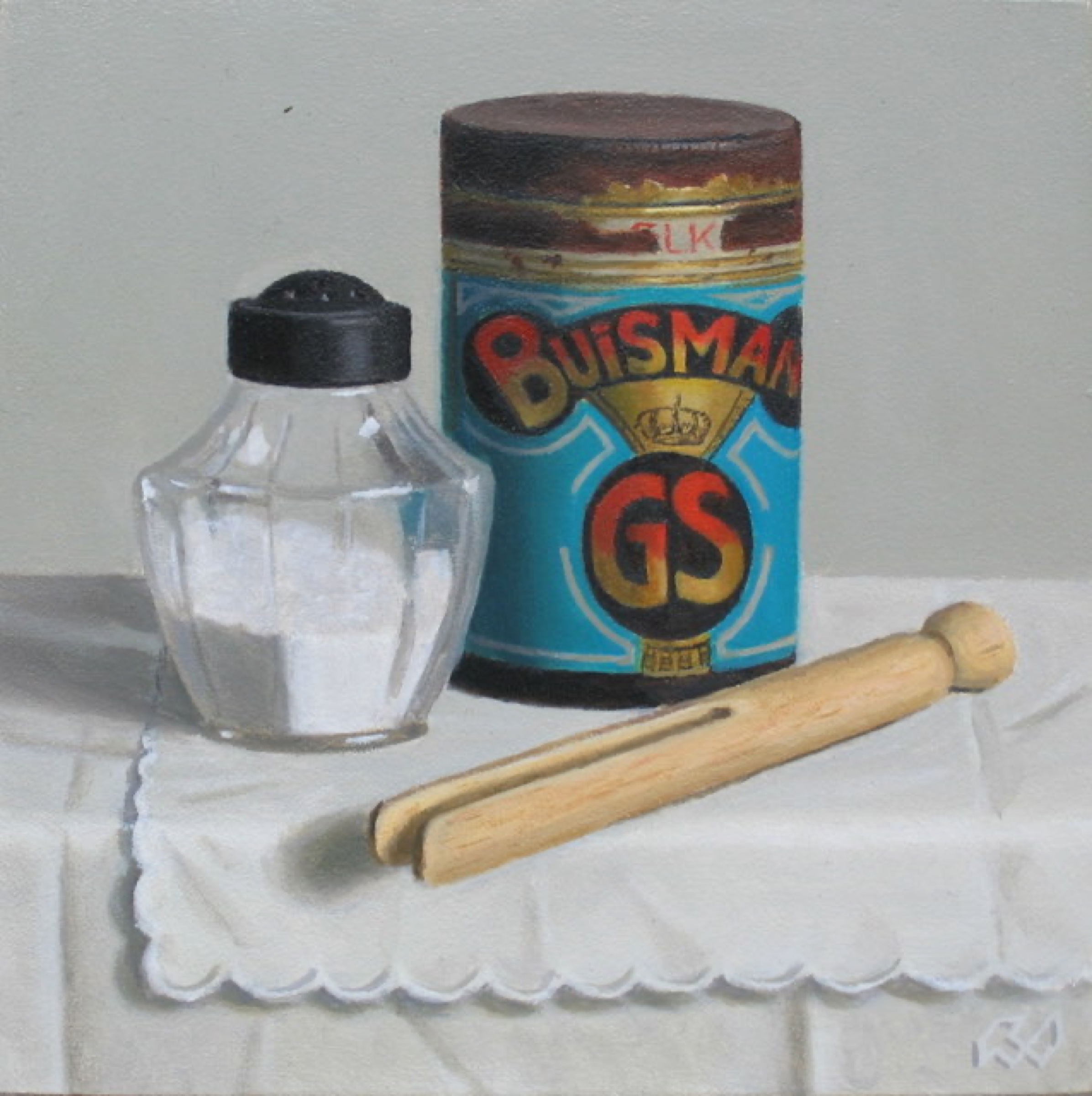 Klaas Wiedijk, Stilleven met Buisman (Still Life with a Buisman Tin) — Miniatures, Oil on panel