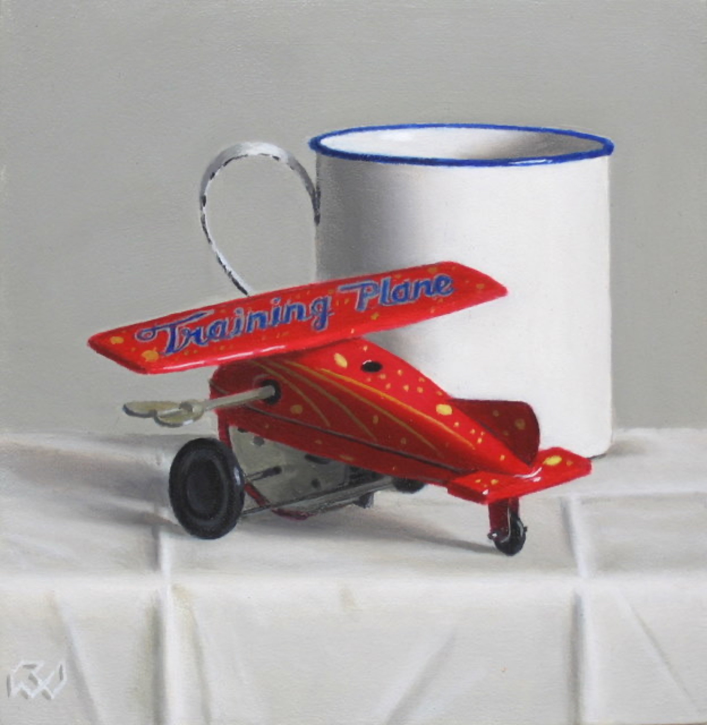 Klaas Wiedijk, Training Plane — Miniatures, Oil on panel