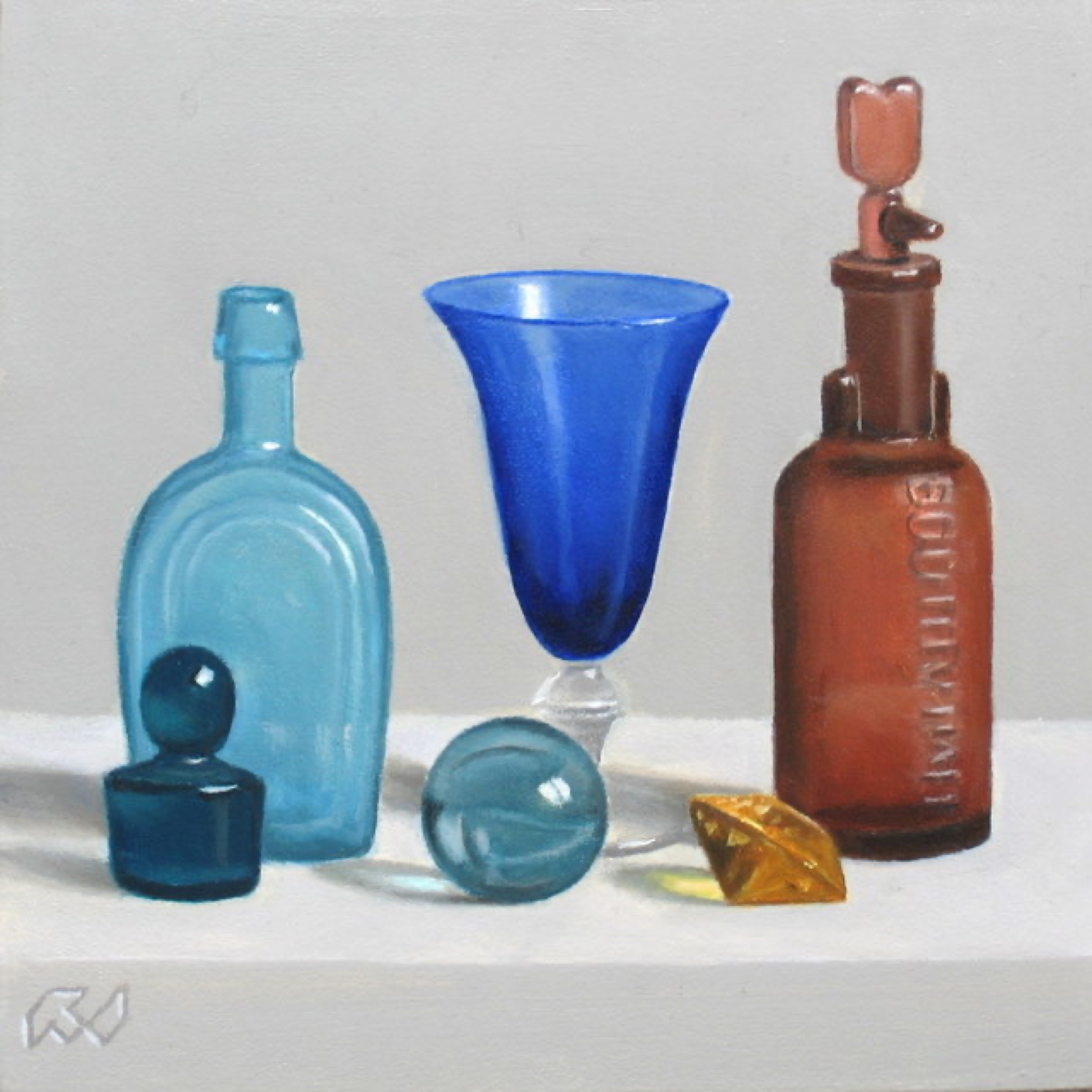 Klaas Wiedijk, Stilleven met glas (Still Life with Glassware) — Miniatures, Oil on panel