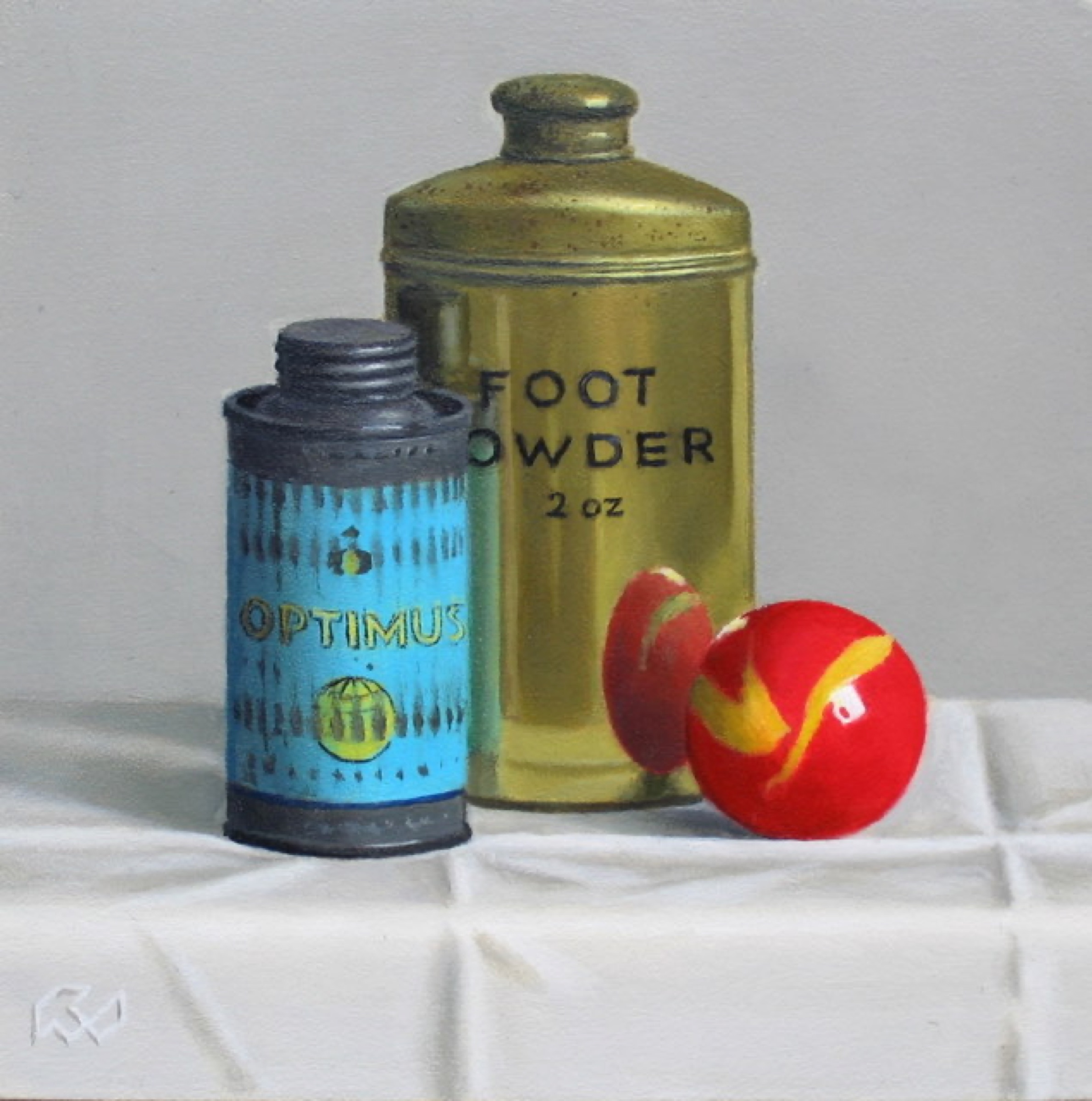 Klaas Wiedijk, Optimus en Foot Powder — Miniatures, Oil on panel