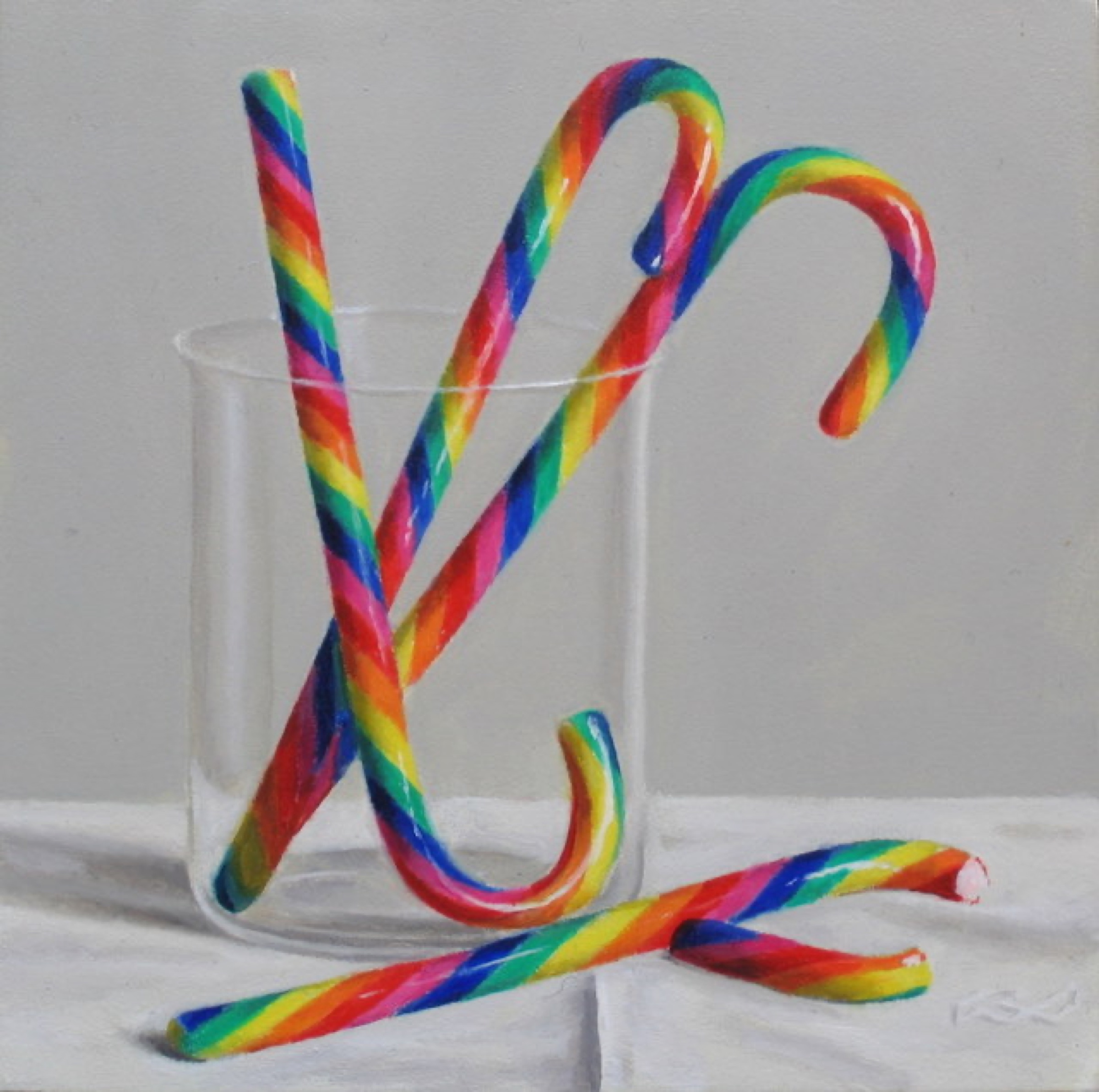 Klaas Wiedijk, Zuurstokken (Candy Sticks) — Miniatures, Oil on panel