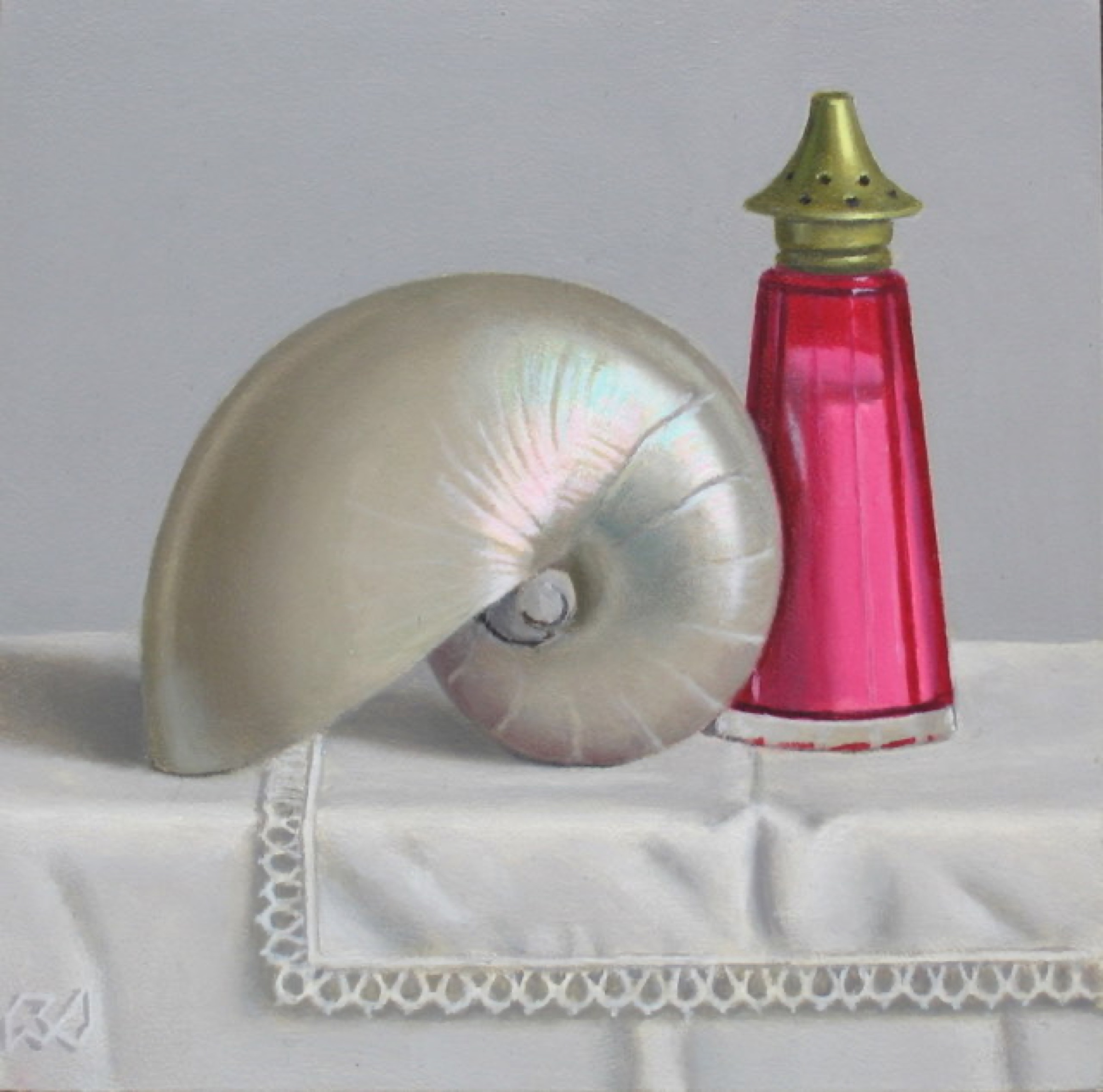 Klaas Wiedijk, Nautilus en strooier (Nautilus and a Shaker) — Miniatures, Oil on panel