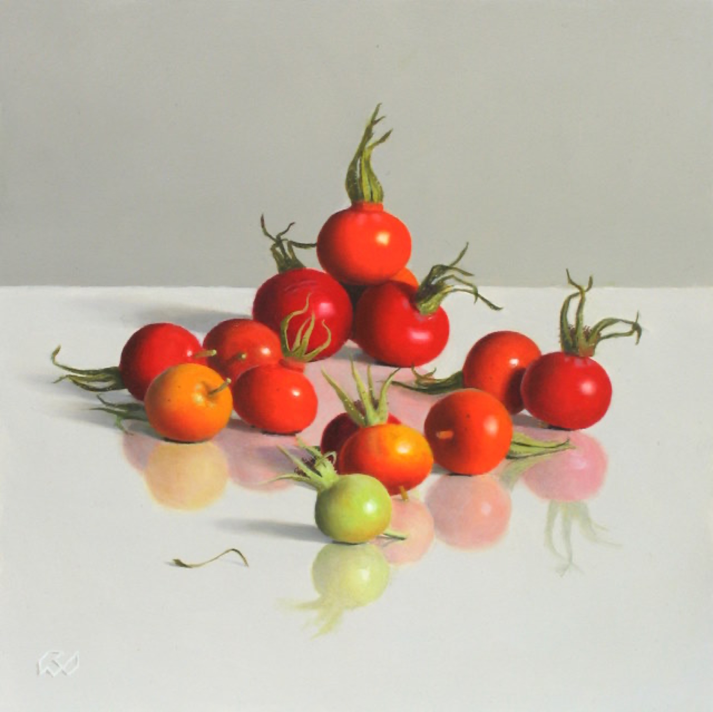 Klaas Wiedijk, Rozenbottels (Rose Hips) — Miniatures, Oil on panel