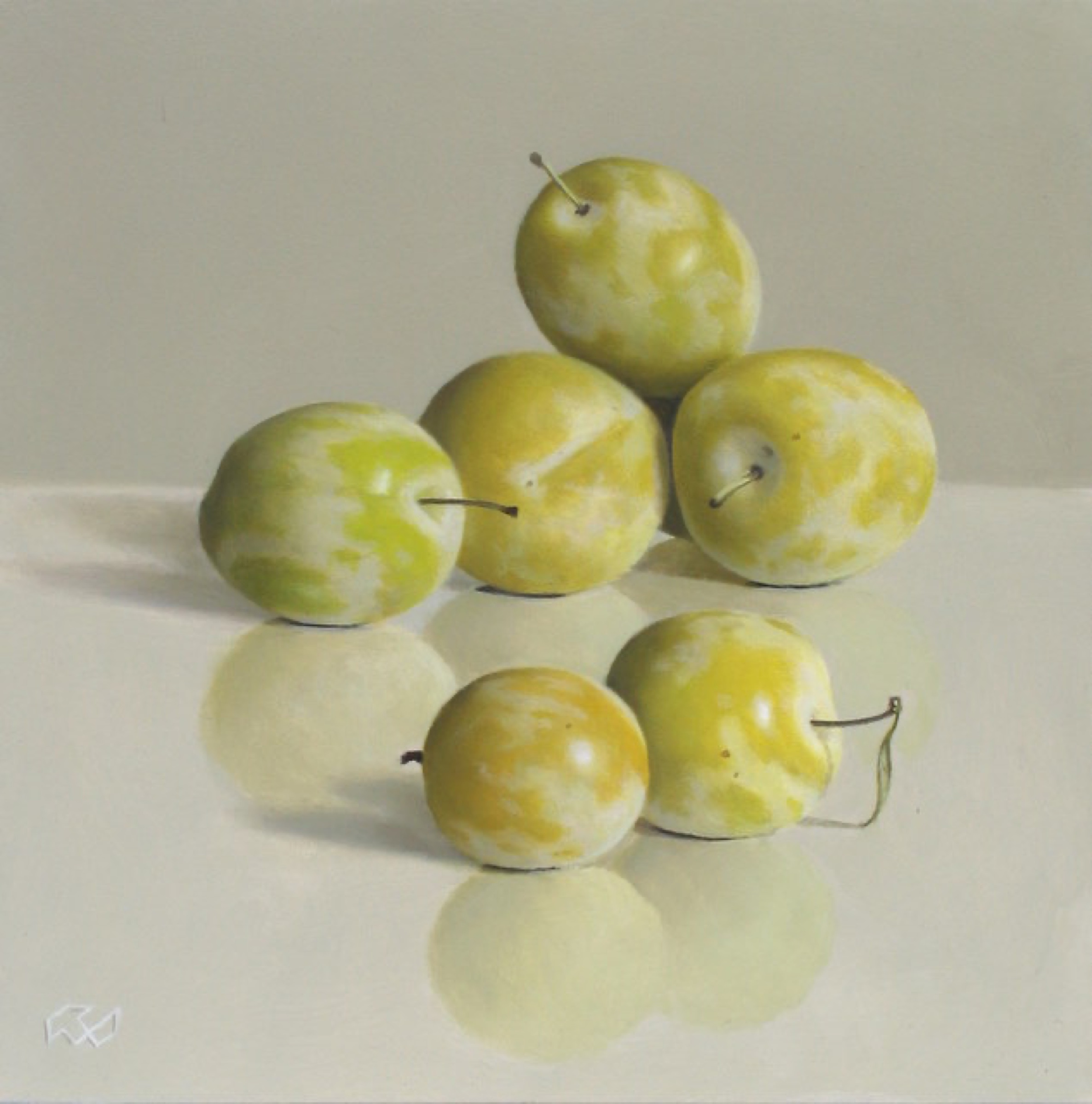 Klaas Wiedijk, Gele pruimen (Yellow Plums) — Miniatures, Oil on panel