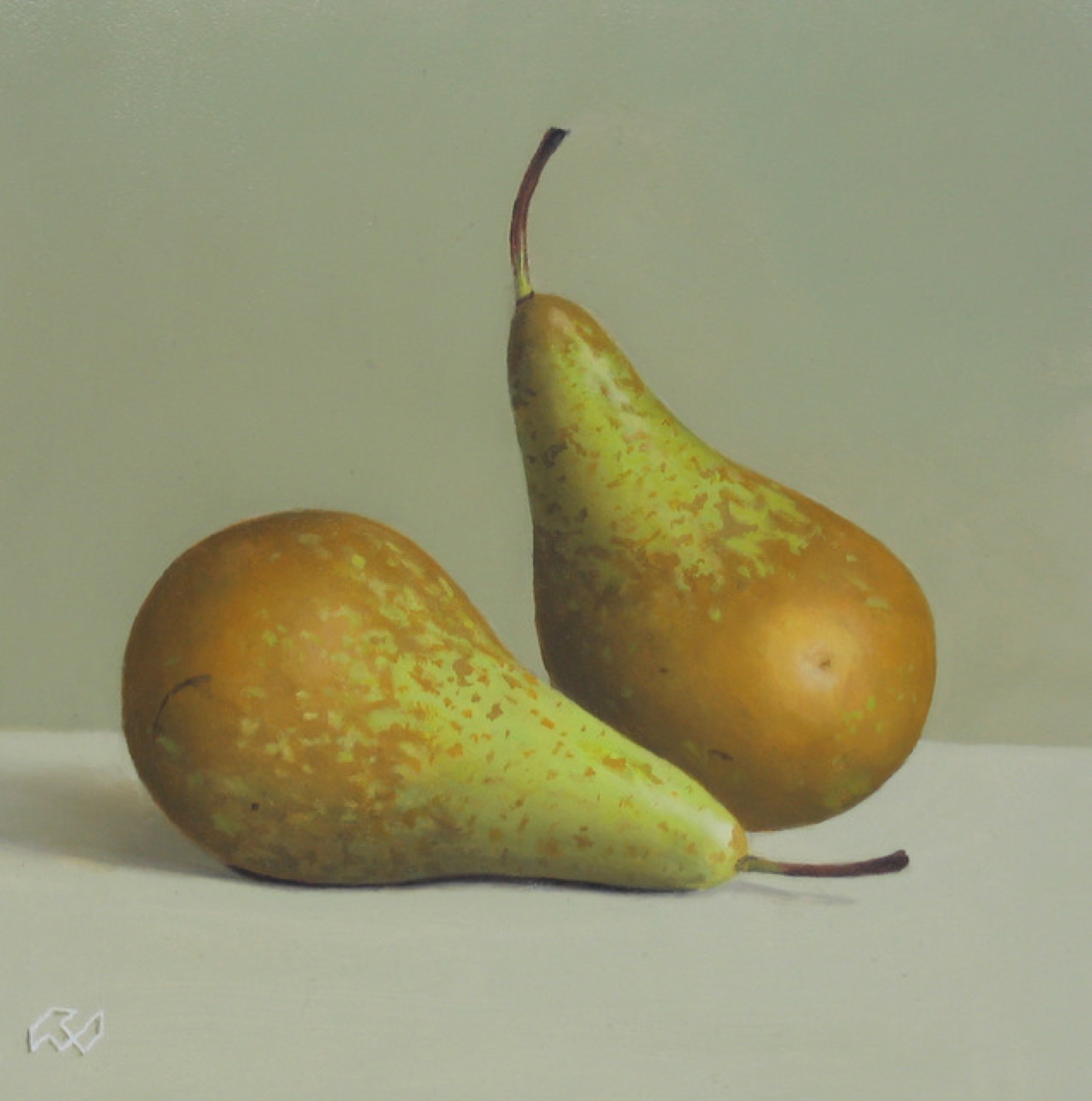 Klaas Wiedijk, Twee peren (Two Pears) — Miniatures, Oil on panel