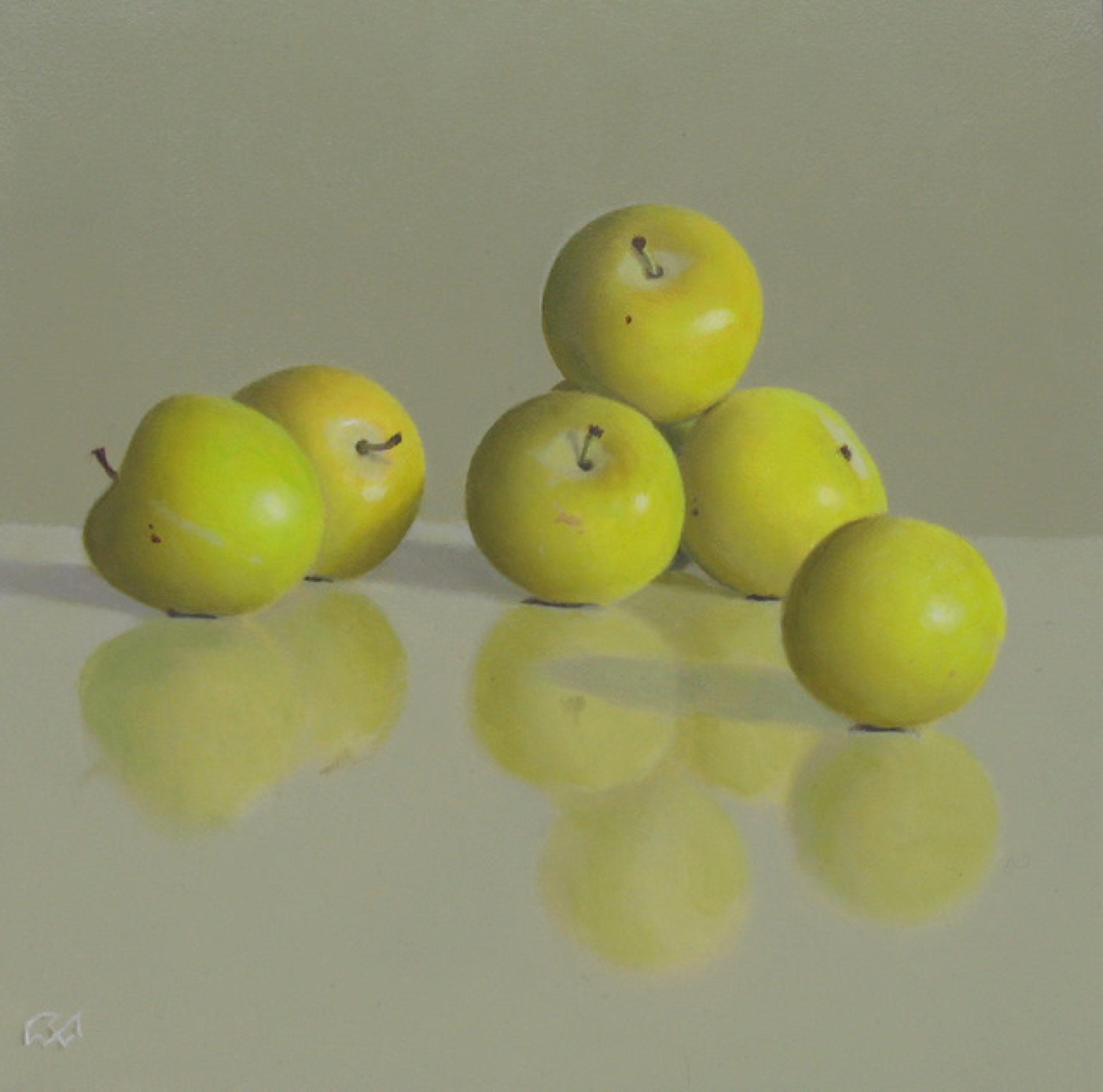Klaas Wiedijk, Groene appeltjes (Little Green Apples) — Miniatures, Oil on panel