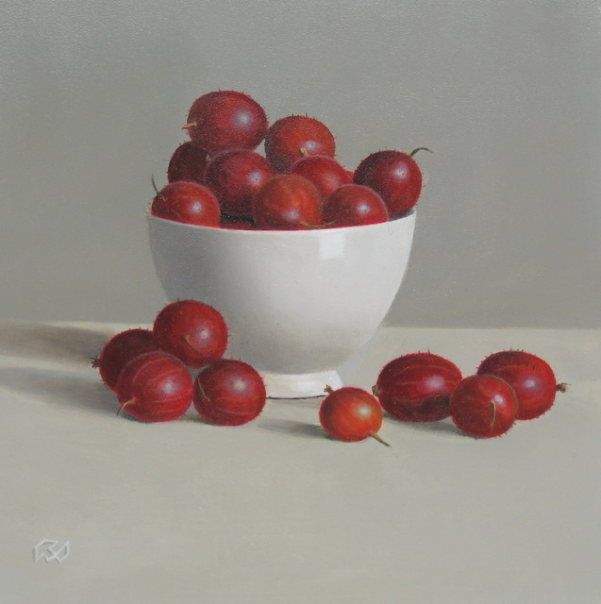 Klaas Wiedijk, Rode kruisbessen (Red Gooseberries) — Miniatures, Oil on panel