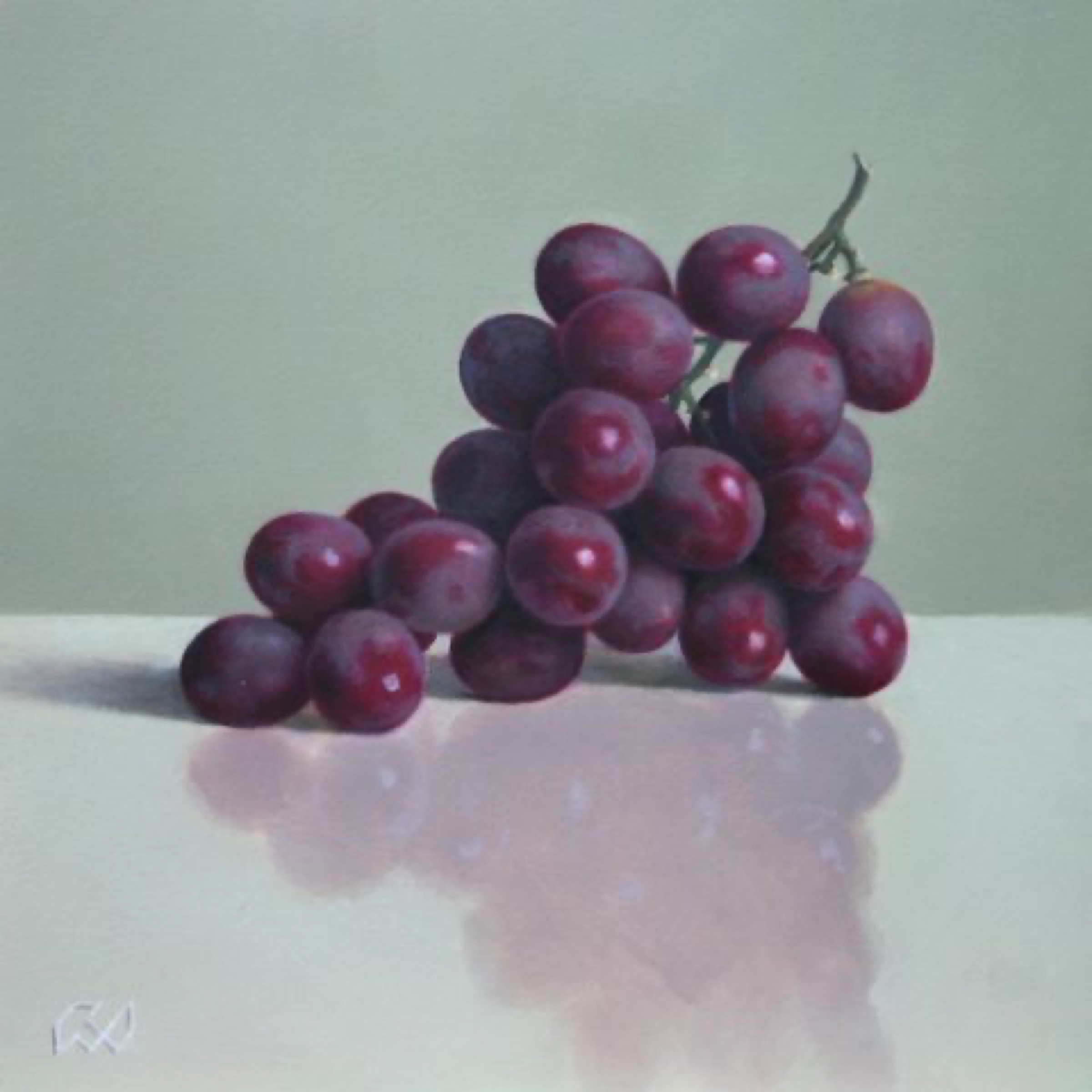 Klaas Wiedijk, Rode druiven (Red Grapes) — Miniatures, Oil on panel