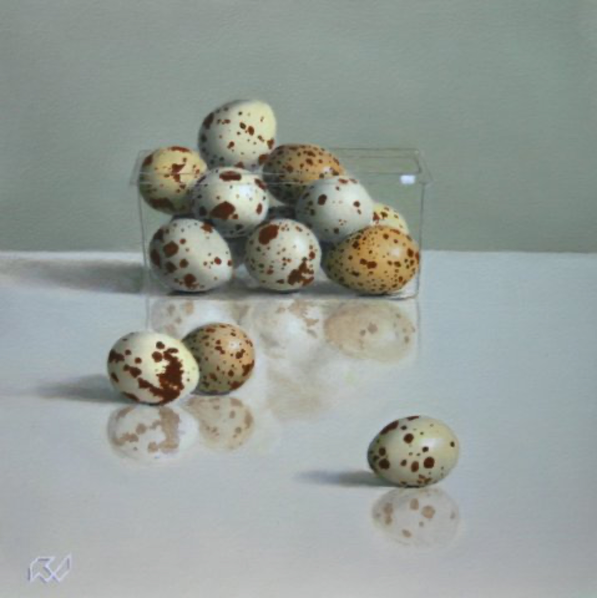 Klaas Wiedijk, Kwarteleitjes (Quail Eggs) — Miniatures, Oil on panel