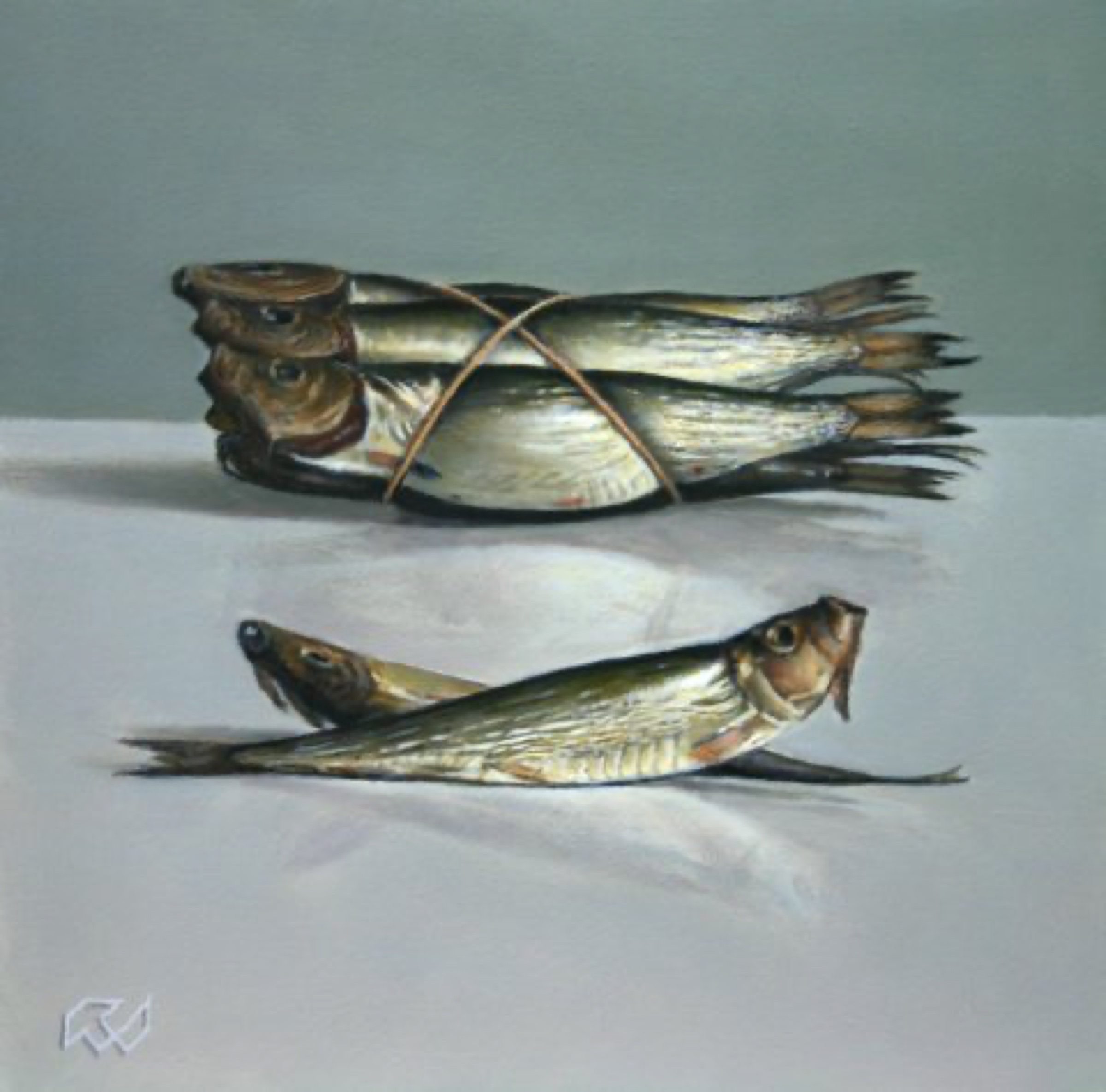 Klaas Wiedijk, Visjes (Little Fish) — Miniatures, Oil on panel