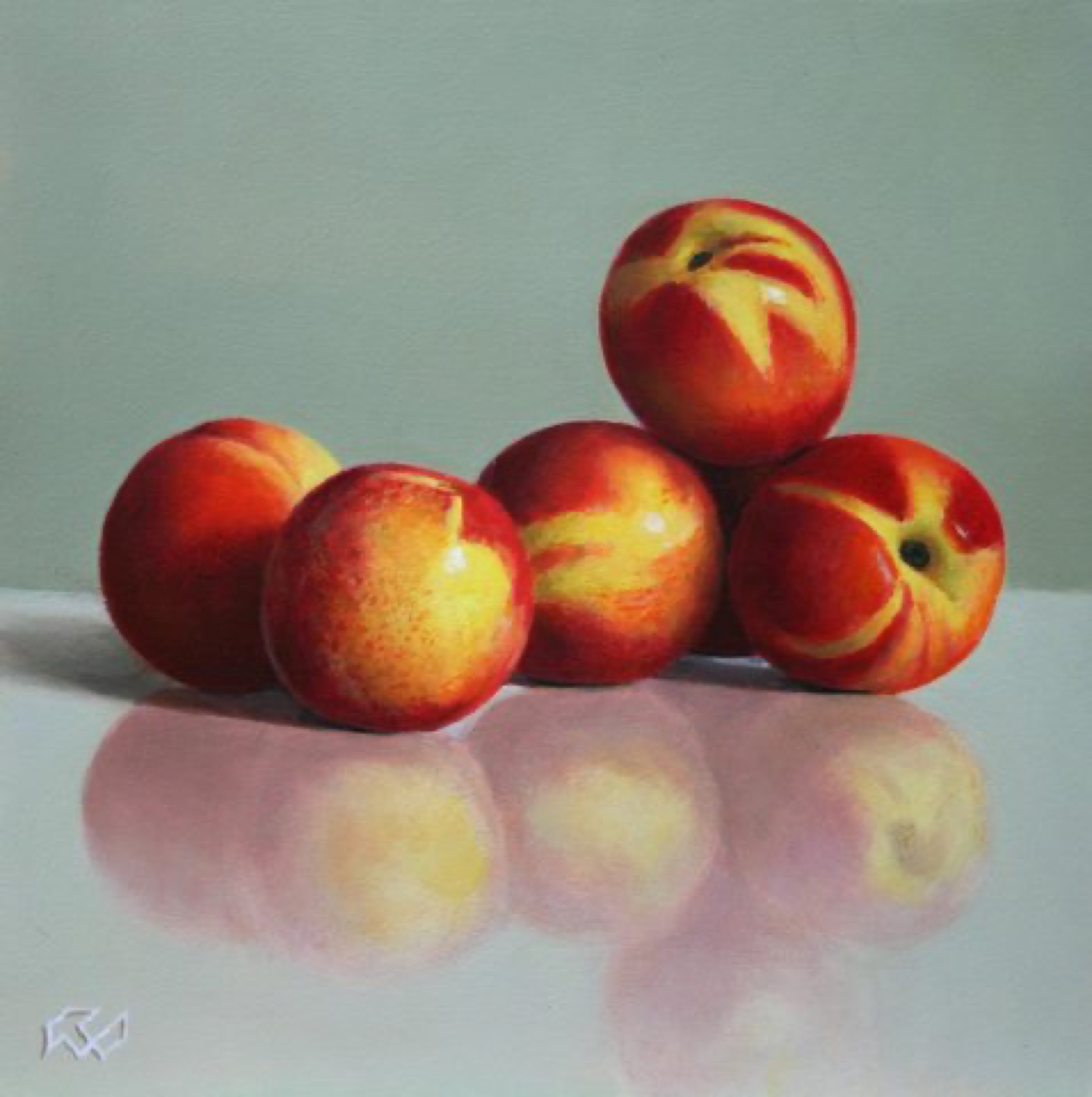 Klaas Wiedijk, Nectarines — Miniatures, Oil on panel