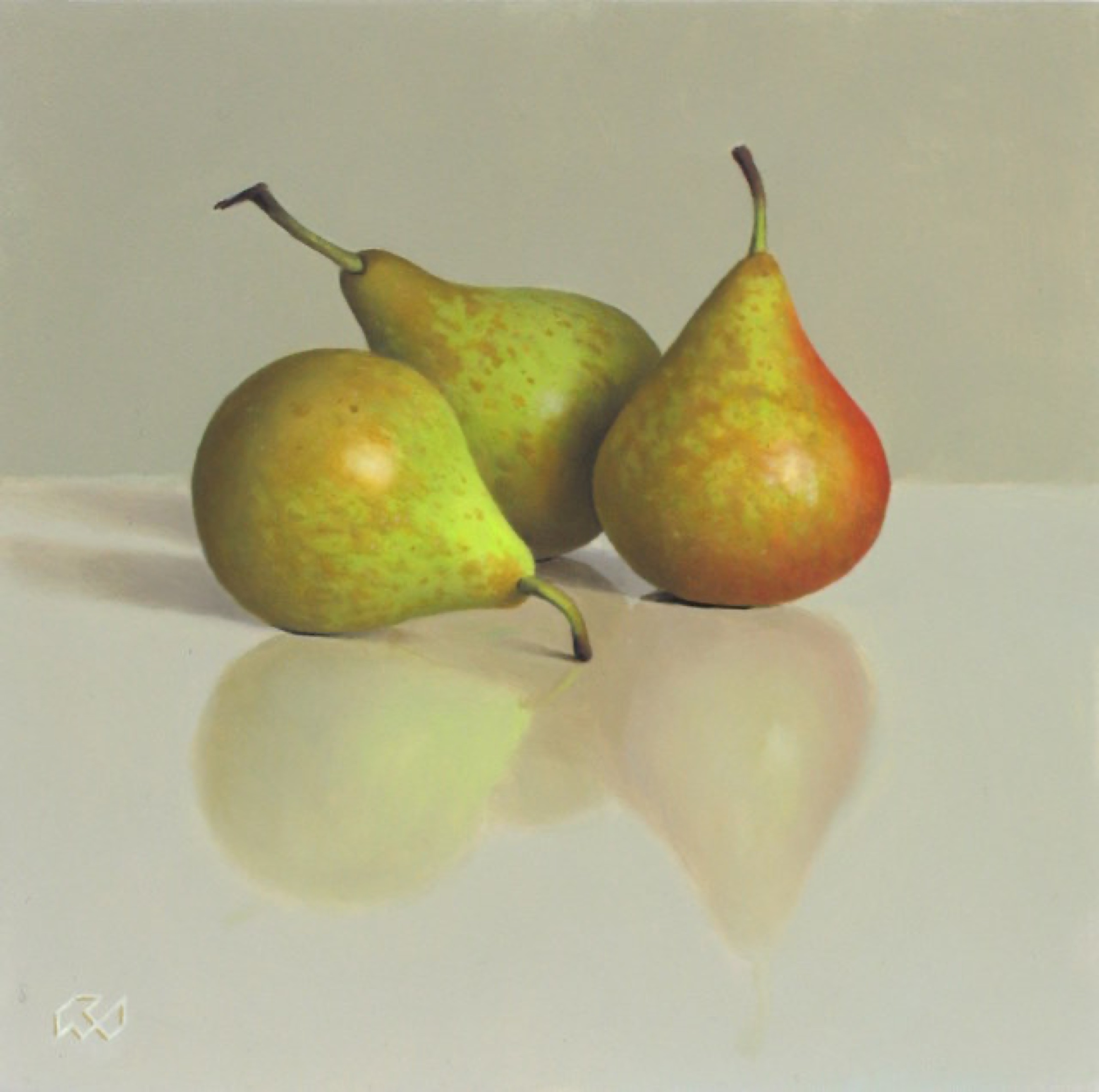Klaas Wiedijk, Drie peren (Three Pears) — Miniatures, Oil on panel