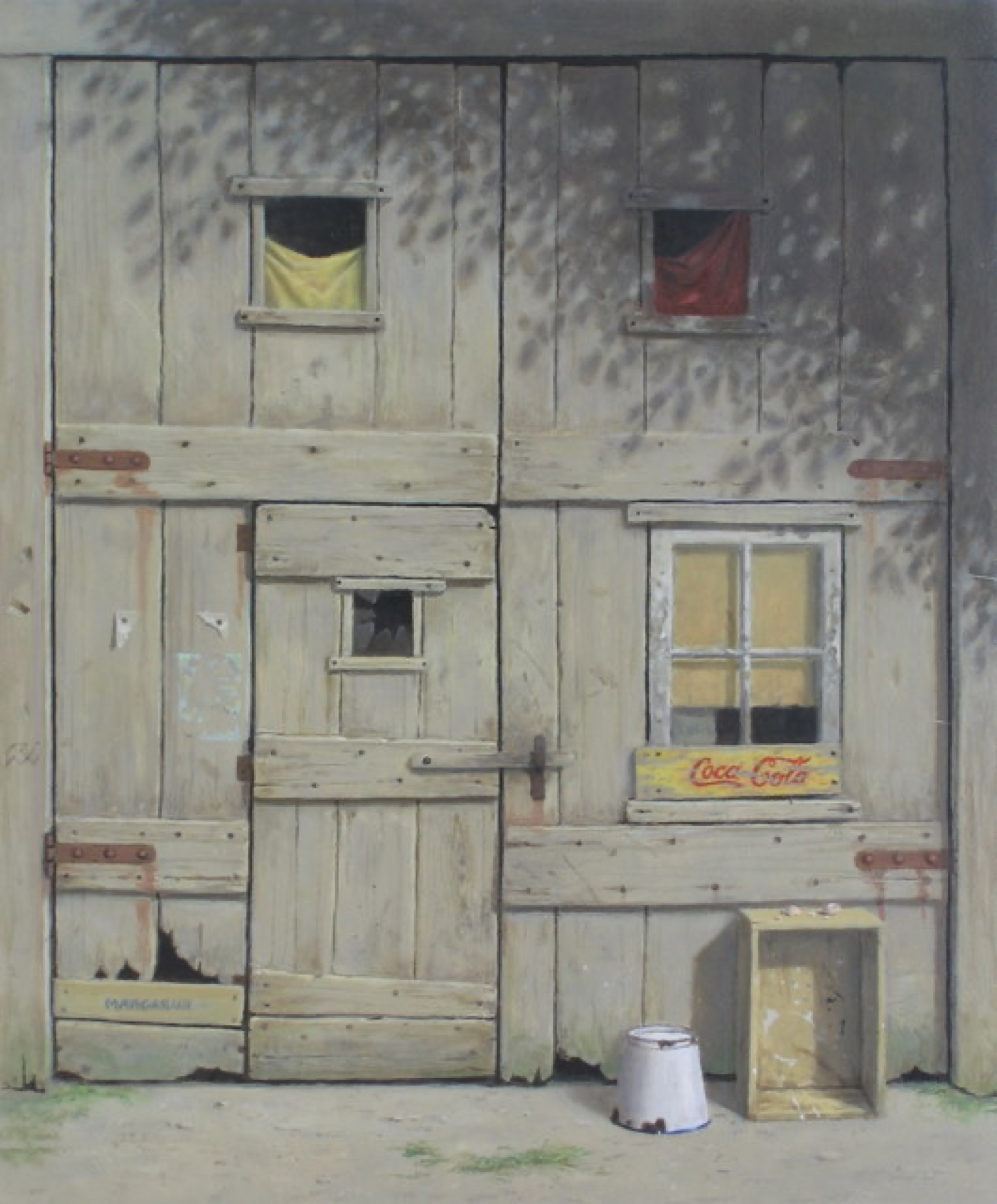 Klaas Wiedijk, Staldeur met Coca-Cola kratje (Stable Door with a Coca-Cola Crate) — Stable doors, Oil on panel