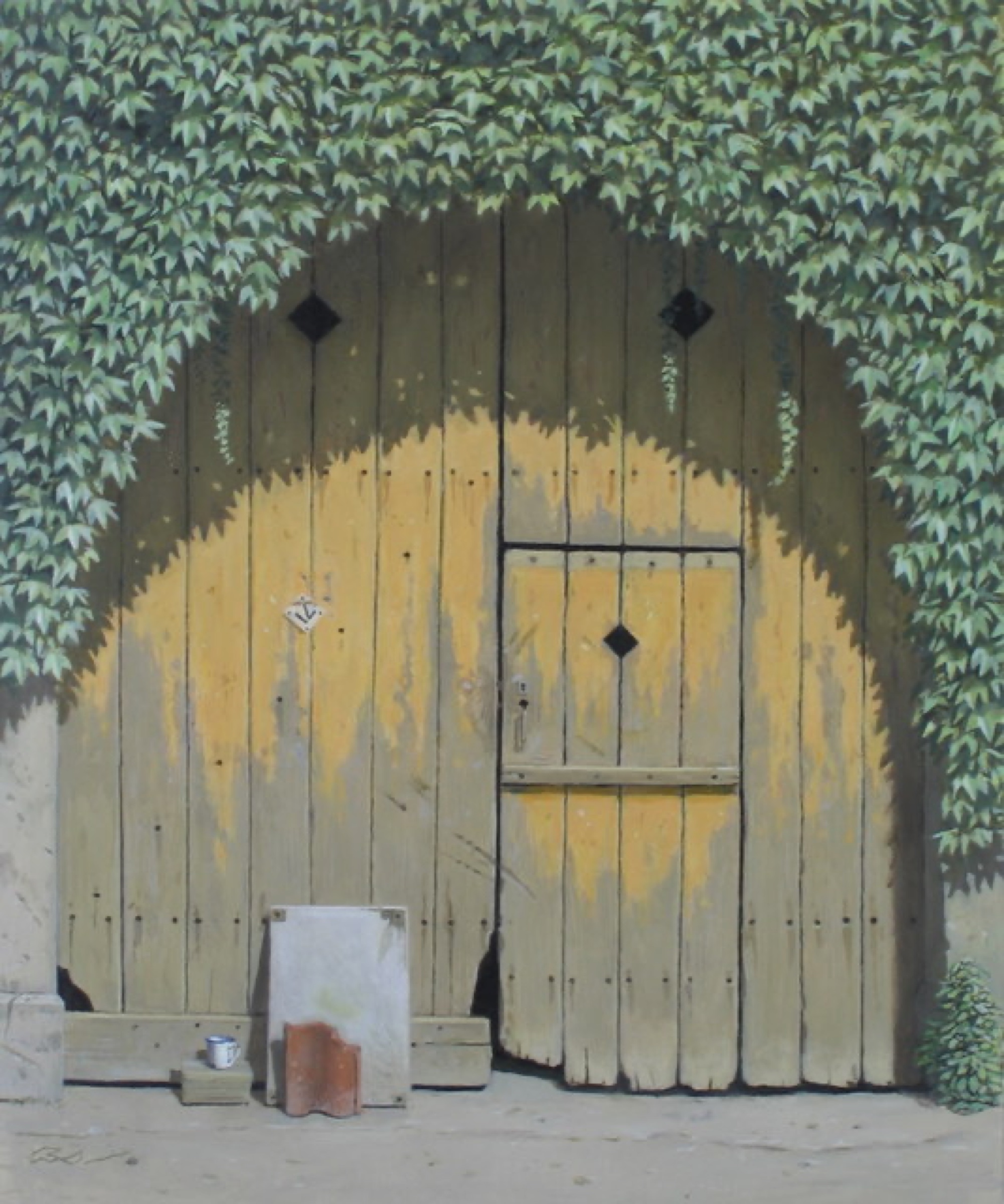 Klaas Wiedijk, Staldeur met klimop (Stable Door with Ivy) — Stable doors, Oil on panel