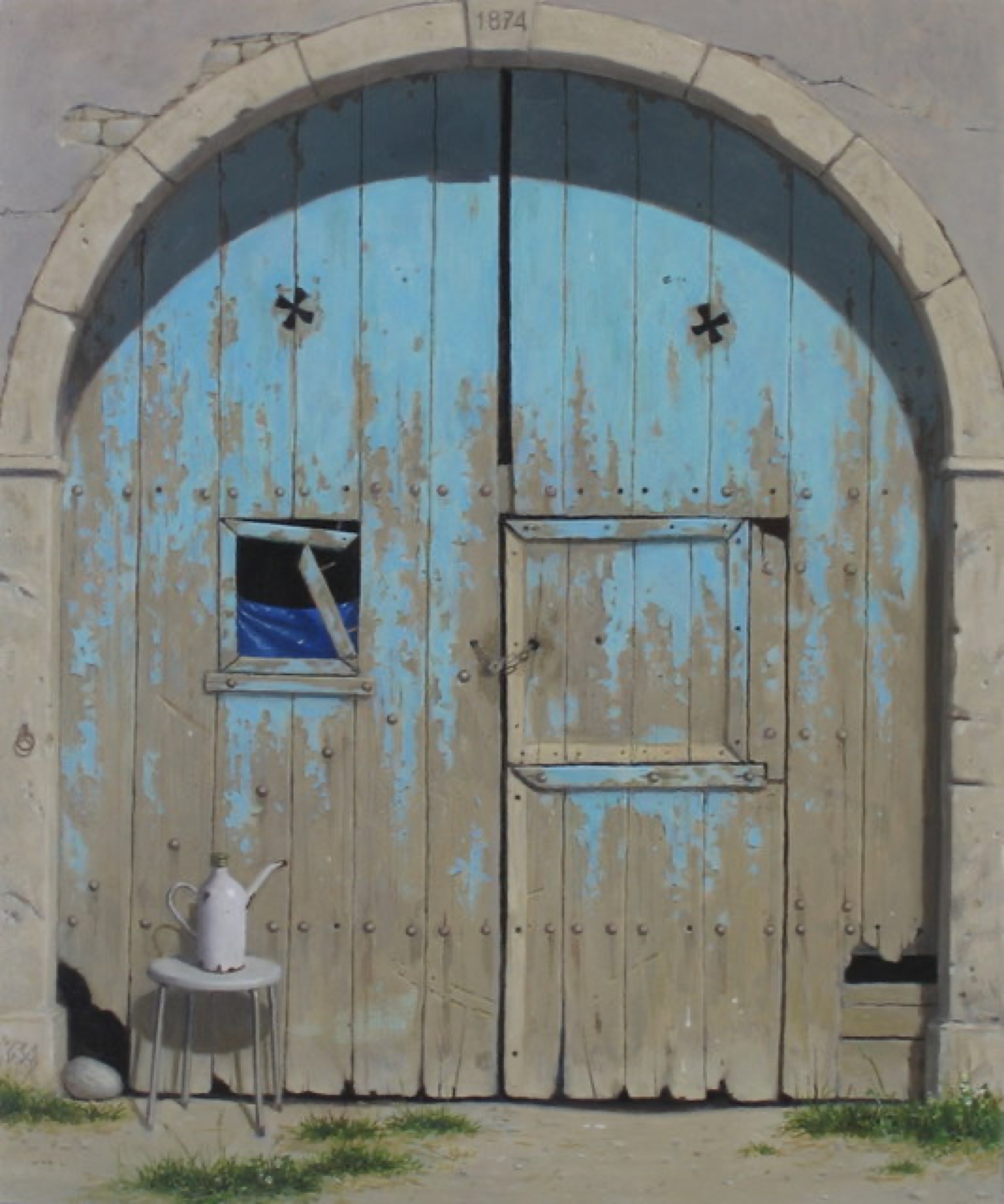 Klaas Wiedijk, Staldeur 1874 (Stable Door, 1874) — Stable doors, Oil on panel