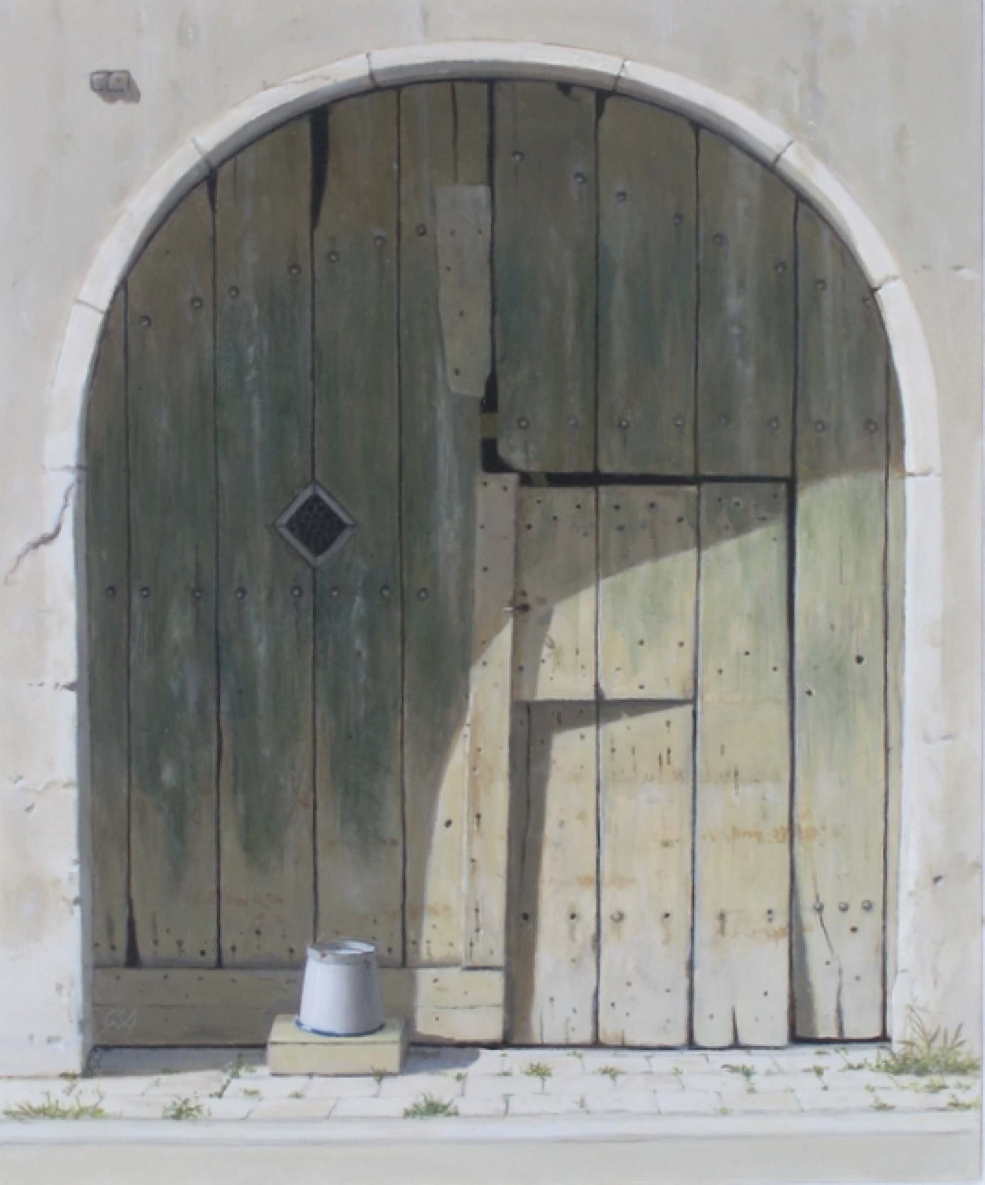 Klaas Wiedijk, Staldeur in zonlicht (Stable Door in Sunlight) — Stable doors, Oil on panel