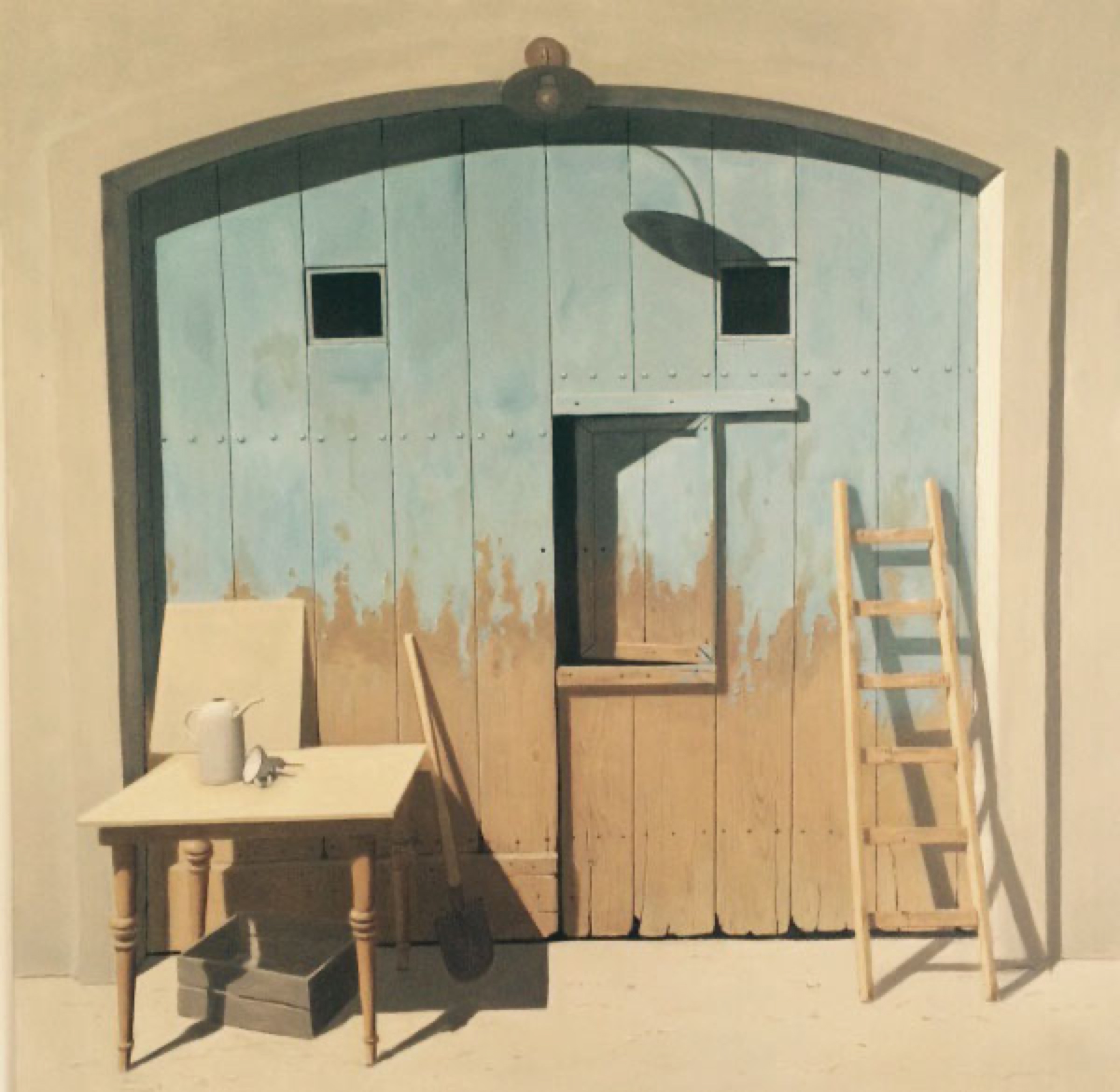 Klaas Wiedijk, Staldeur met tafel en ladder (Stable Door with Table and Ladder) — Stable doors, Oil on panel