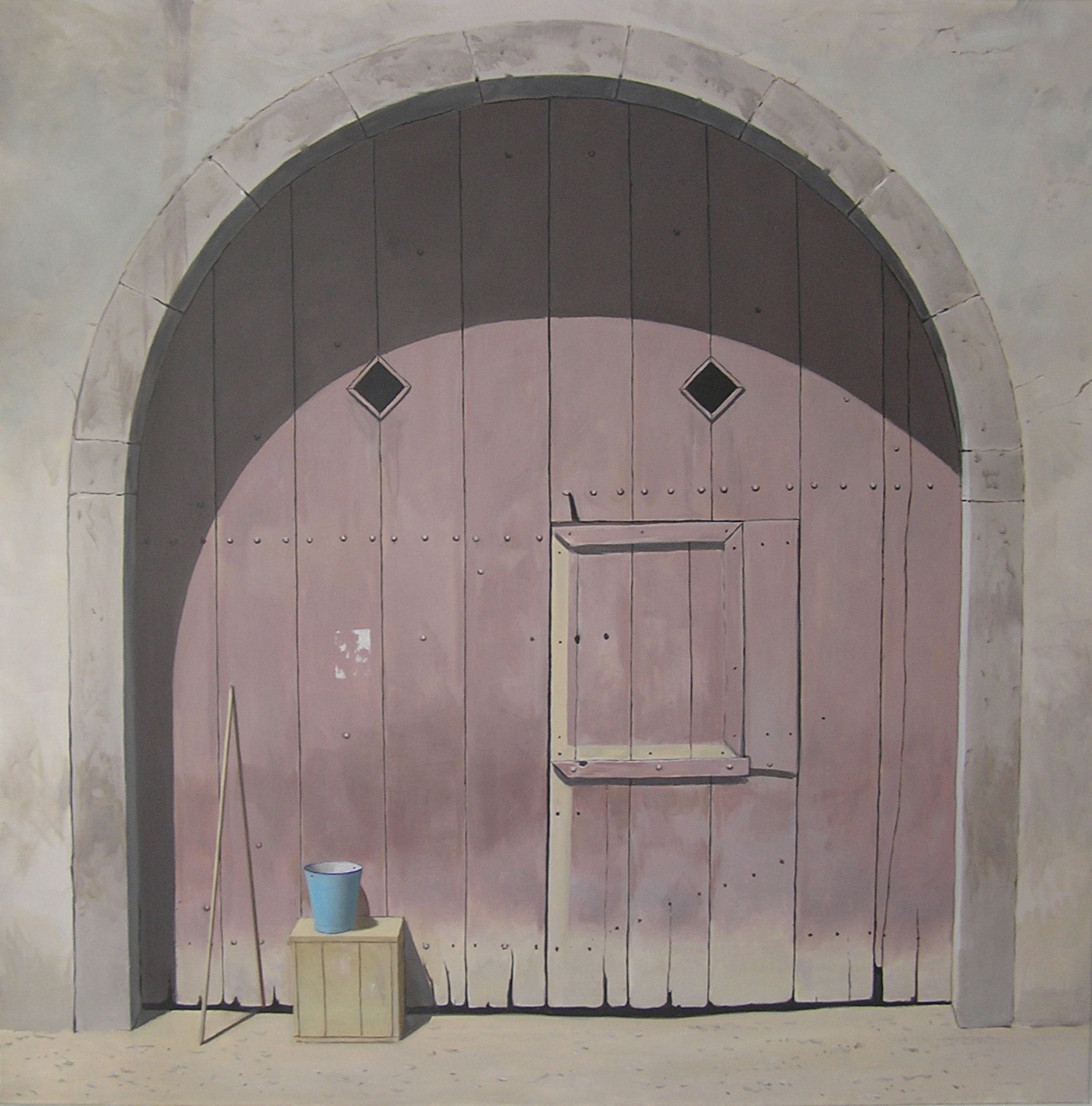 Klaas Wiedijk, Roze staldeur (Pink Stable Door) — Stable doors, Oil on panel