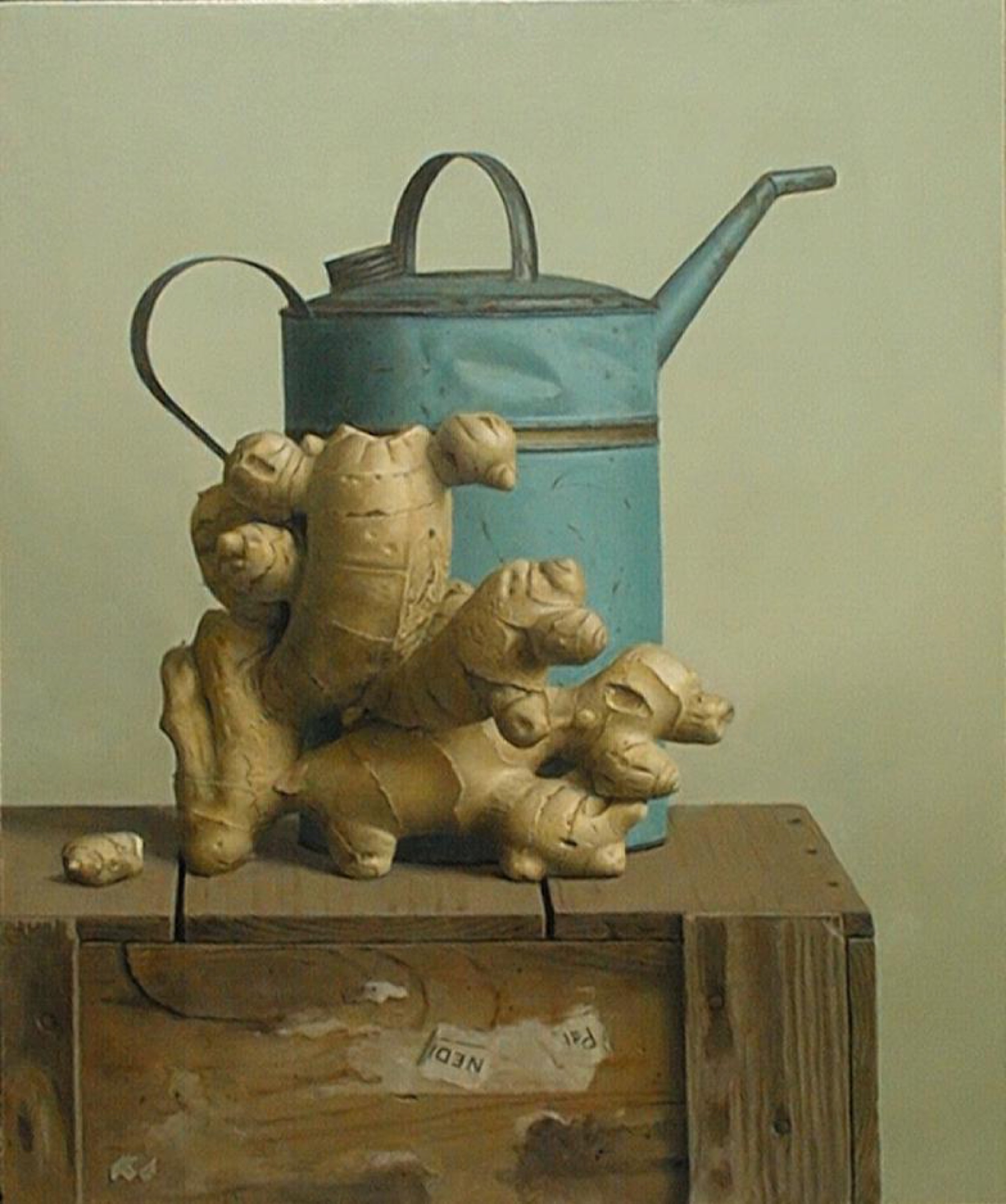 Klaas Wiedijk, Stilleven met gember en gieter (Still Life with Ginger and a Watering Can) — Still life, Oil on panel