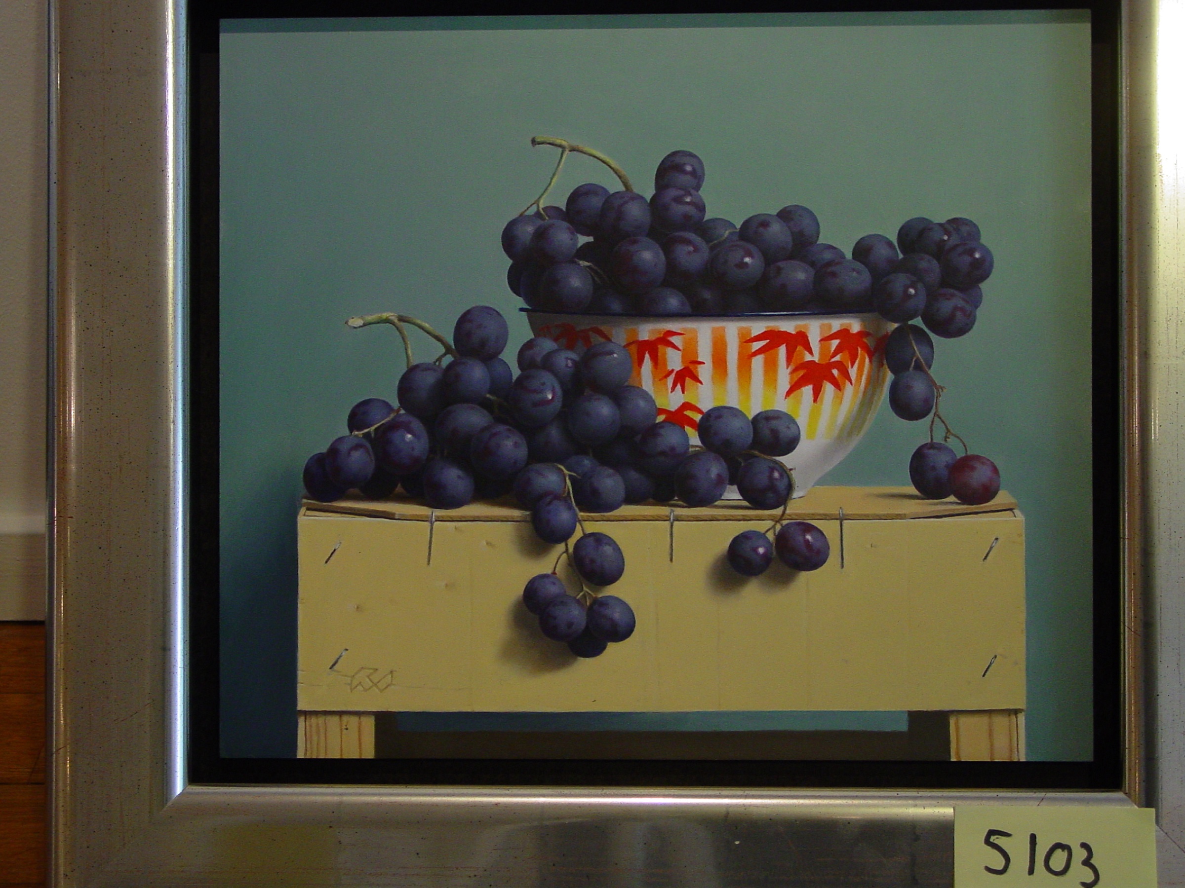 Klaas Wiedijk, Blauwe druiven (Blue Grapes) — Still life, Oil on panel