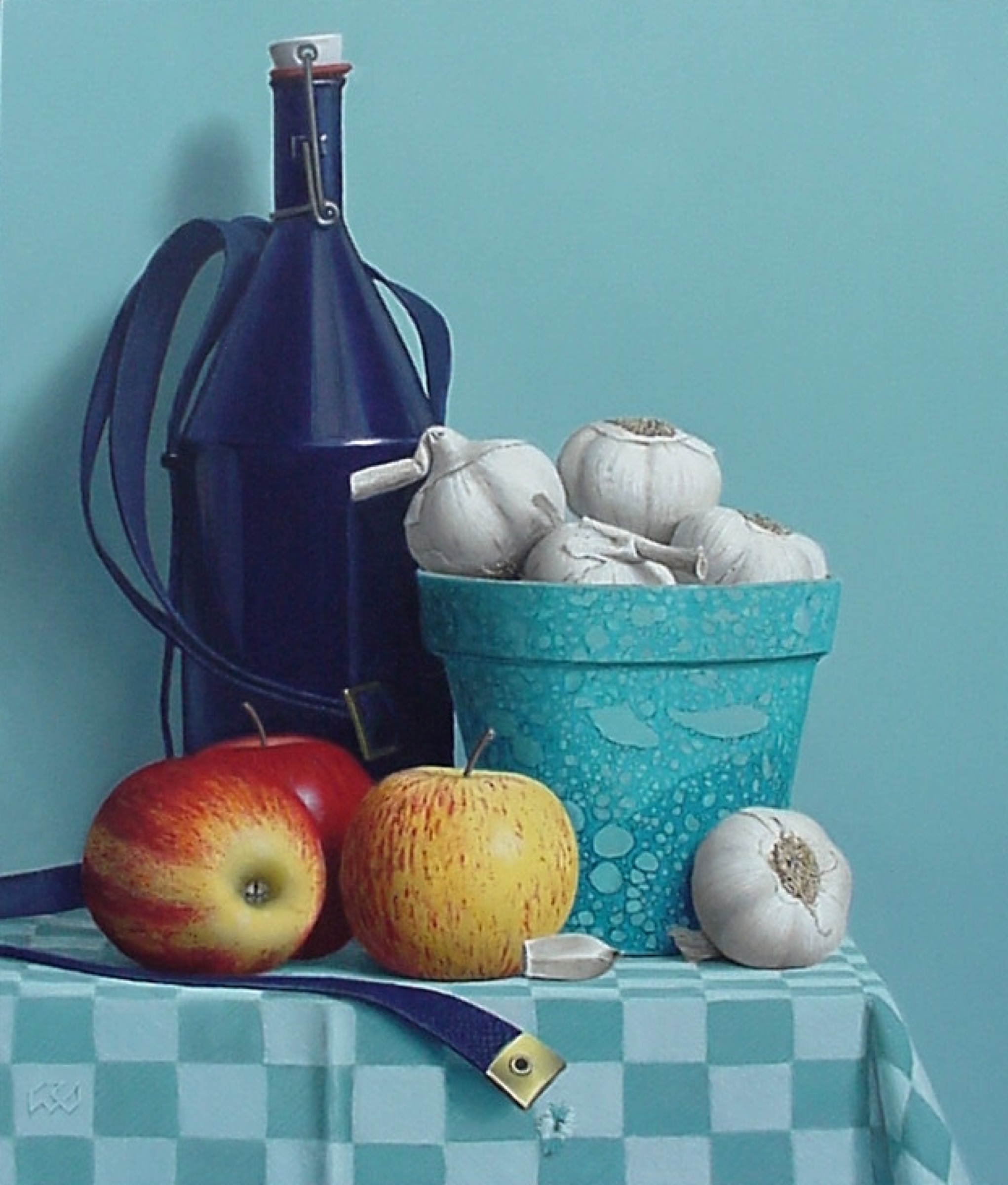 Klaas Wiedijk, Stilleven met knoflook en appels (Still Life with Garlic and Apples) — Still life, Oil on panel