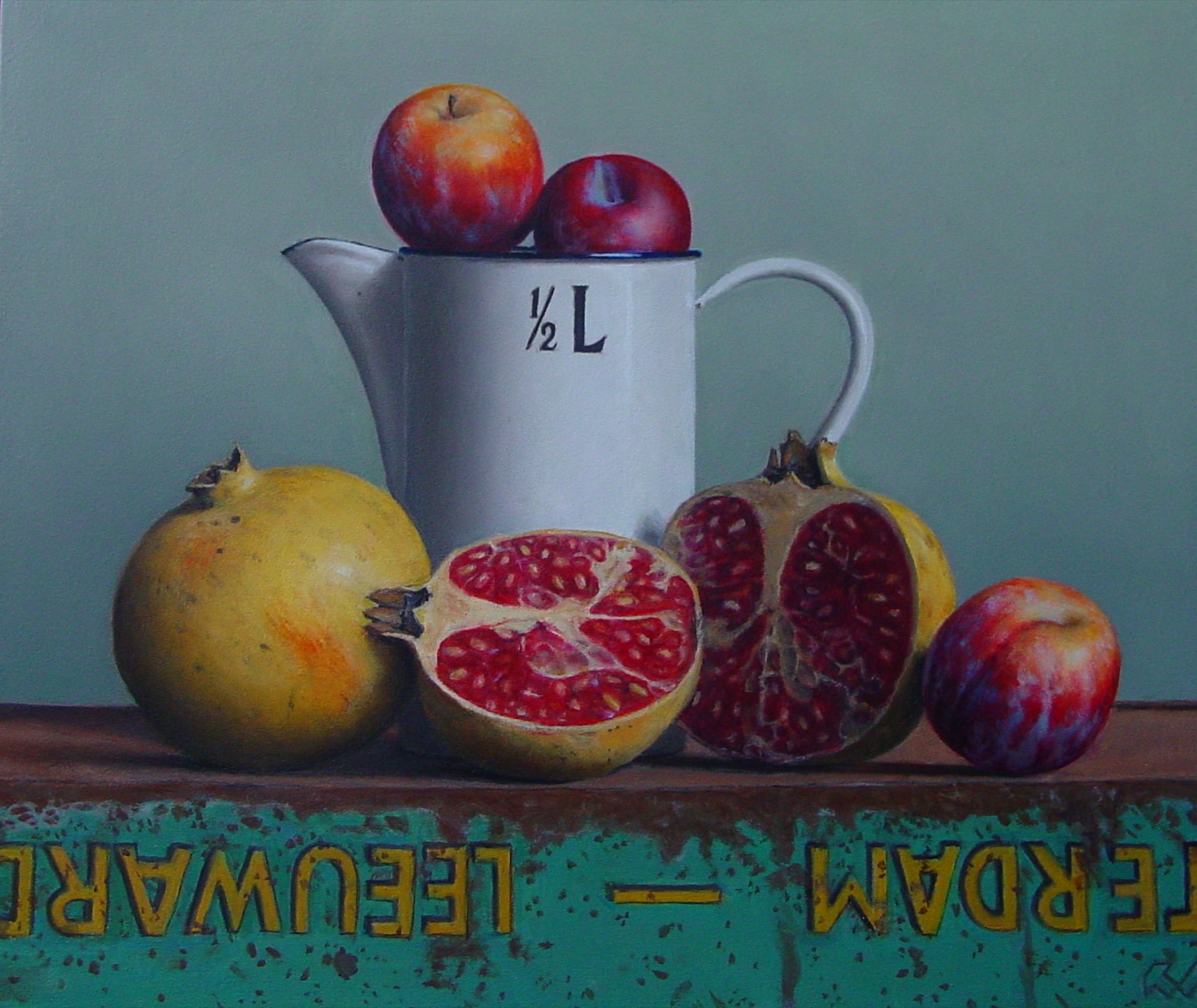 Klaas Wiedijk, Granaatappels (Pomegranates) — Still life, Oil on panel