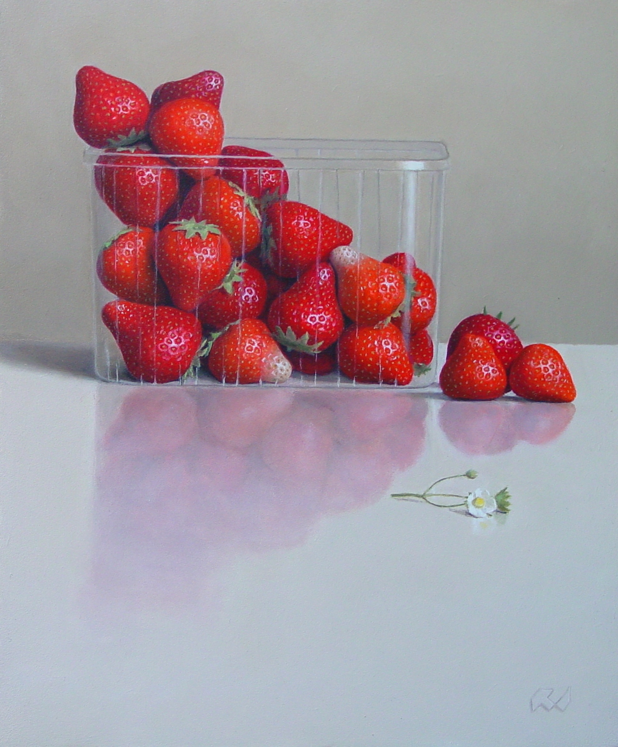 Klaas Wiedijk, Aardbeien (Strawberries) — Still life, Oil on panel
