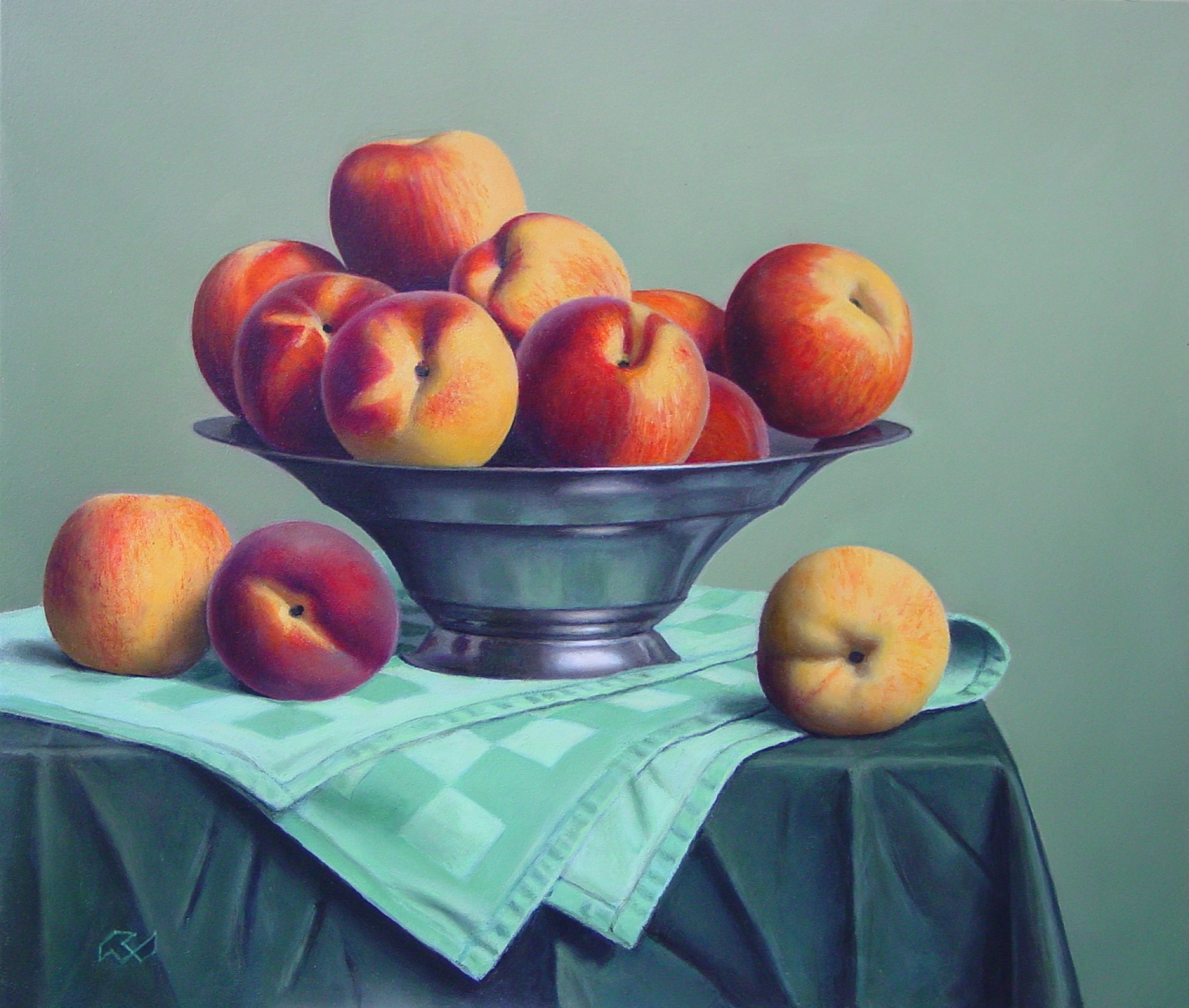 Klaas Wiedijk, Stilleven met perziken (Still Life with Peaches) — Still life, Oil on panel