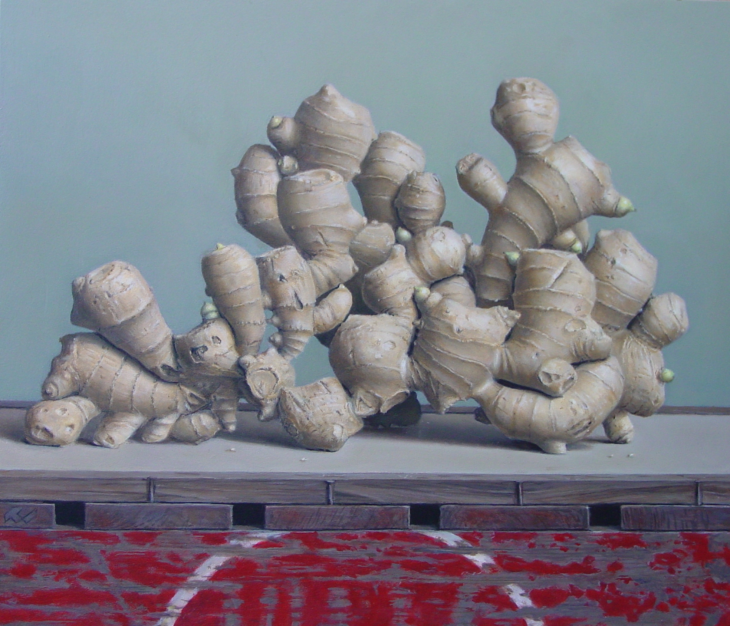 Klaas Wiedijk, Gemberwortels (Ginger Roots) — Still life, Oil on panel