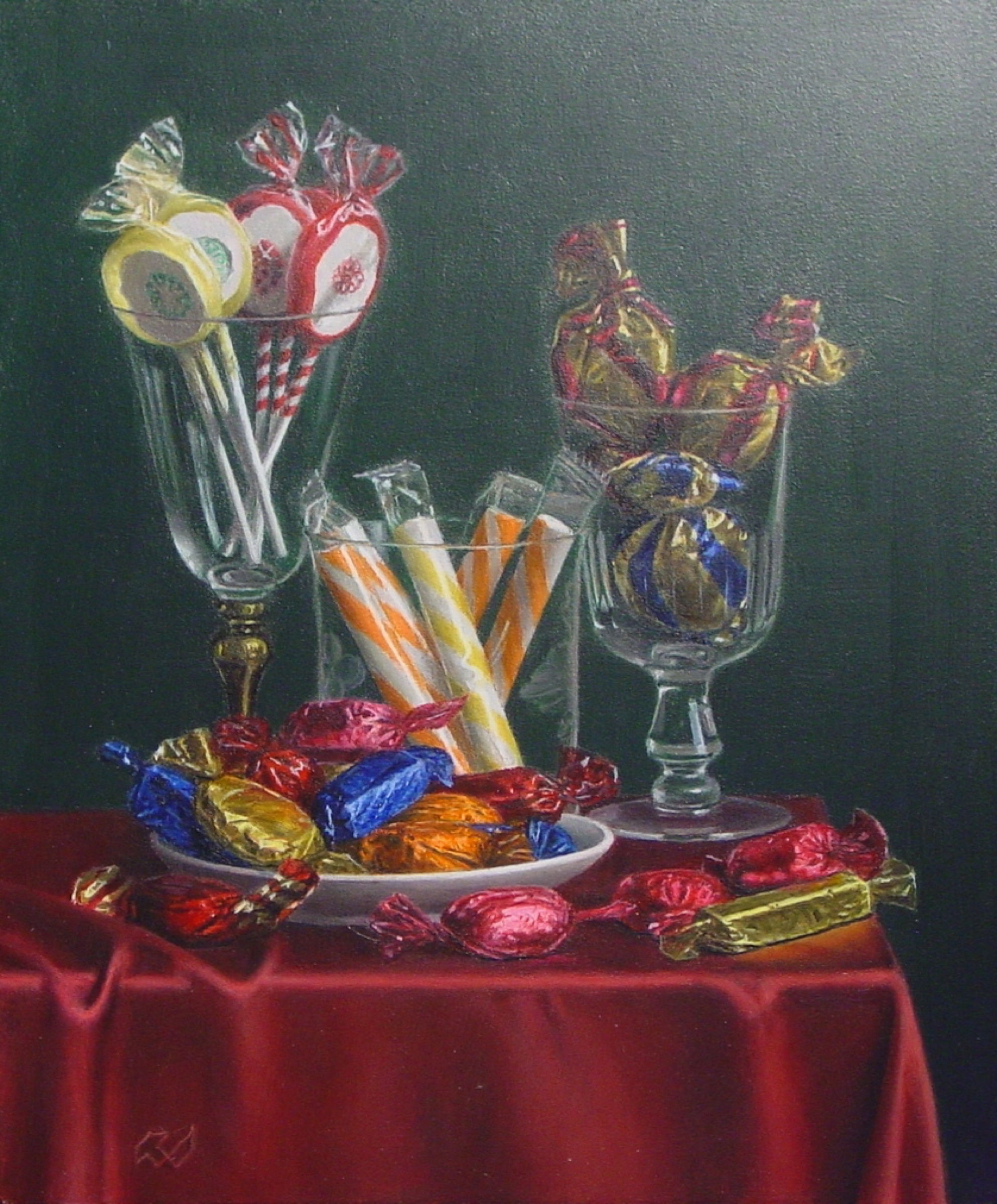 Klaas Wiedijk, Stilleven met snoepgoed (Still Life with Sweets) — Still life, Oil on panel