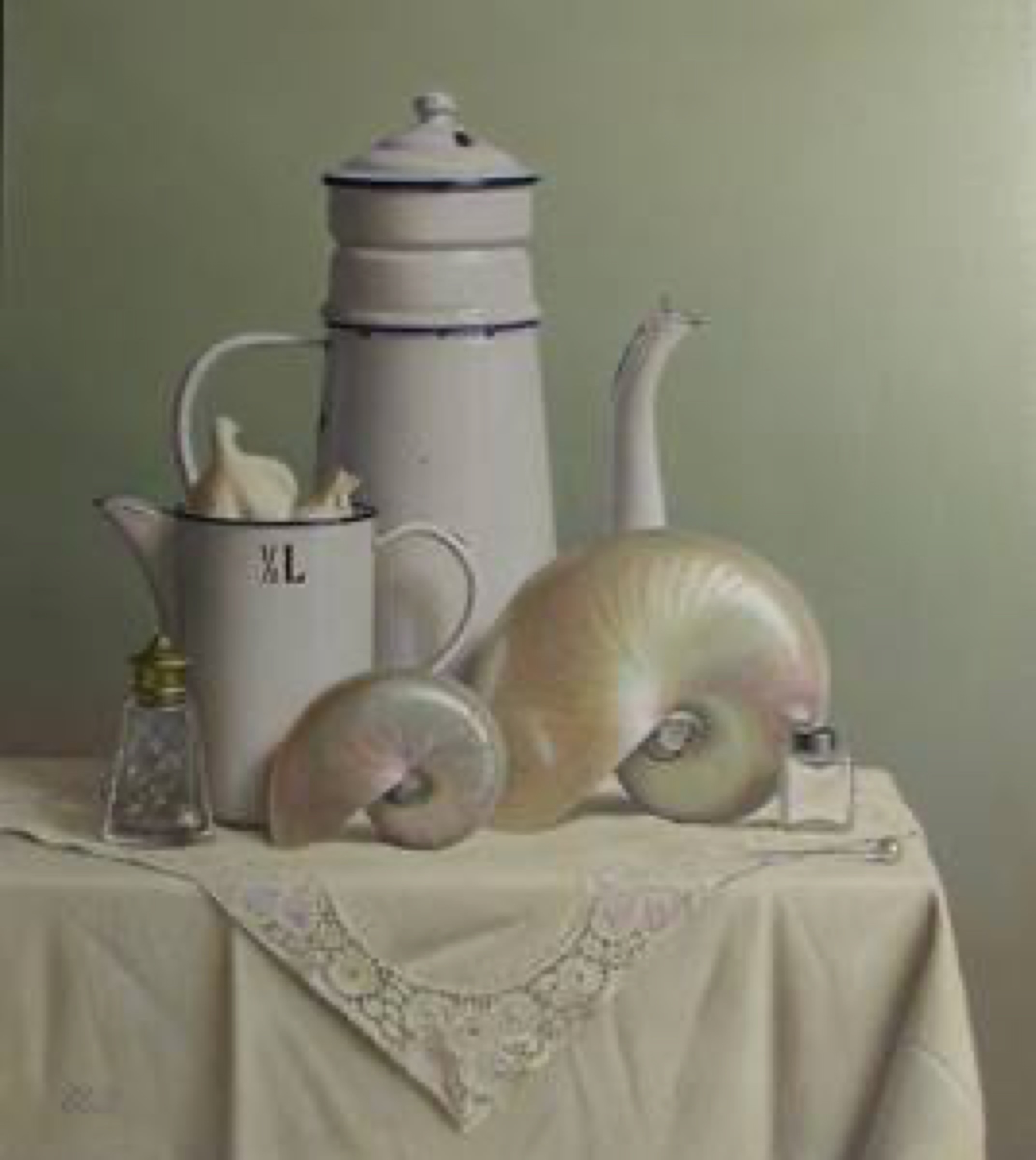 Klaas Wiedijk, Wit op wit (White on White) — Still life, Oil on panel