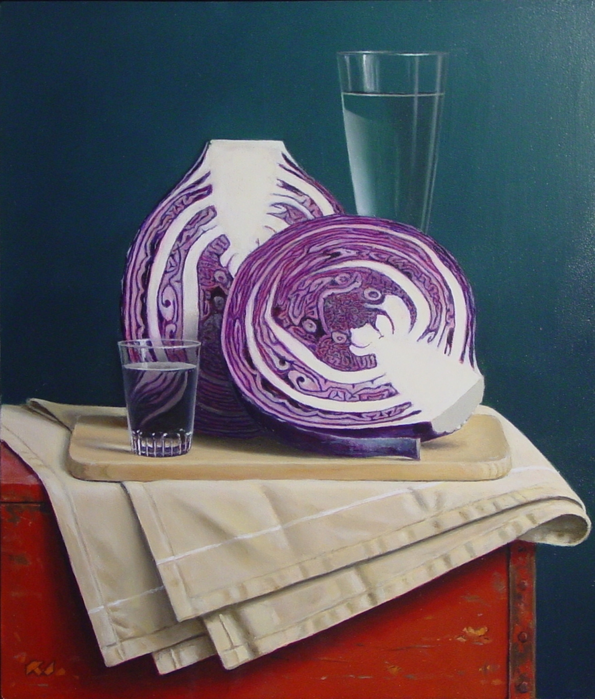 Klaas Wiedijk, Rodekool (Red Cabbage) — Still life, Oil on panel