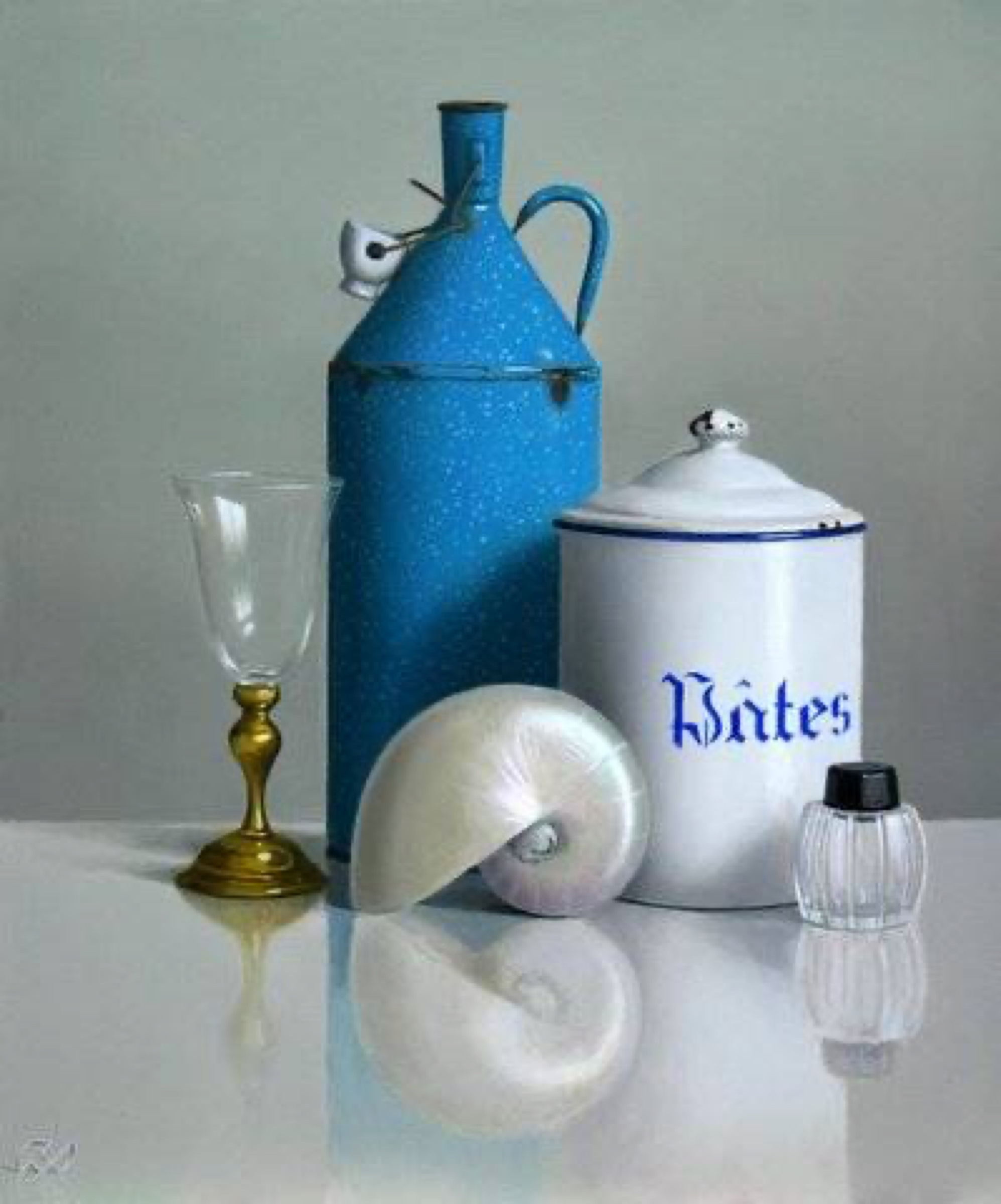 Klaas Wiedijk, Stilleven met Pâtes en nautilus (Still Life with Pâtes and Nautilus) — Still life, Oil on panel