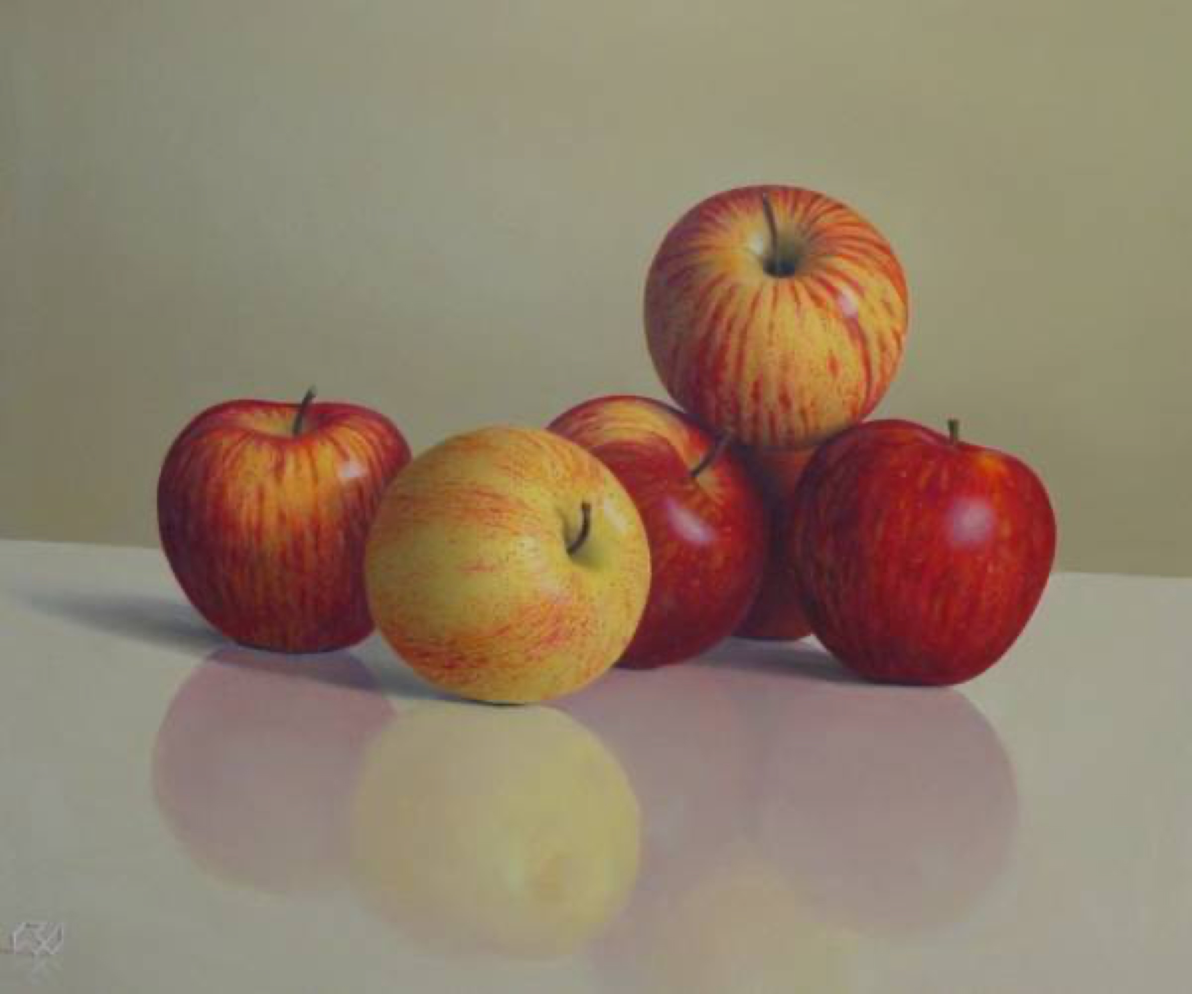 Klaas Wiedijk, Appels (Apples) — Still life, Oil on panel