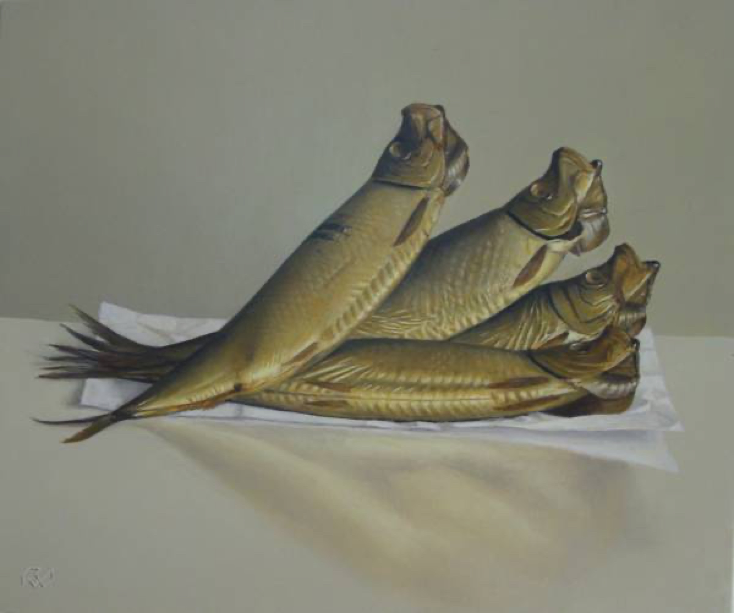 Klaas Wiedijk, Bokking (Smoked Herring) — Still life, Oil on panel