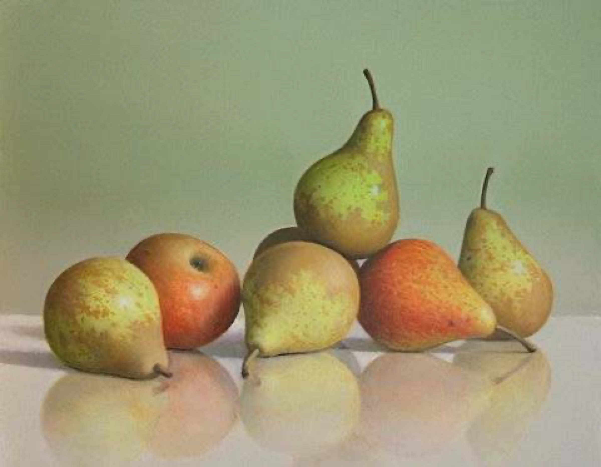 Klaas Wiedijk, Peren en appel (Pears and an Apple) — Still life, Oil on panel
